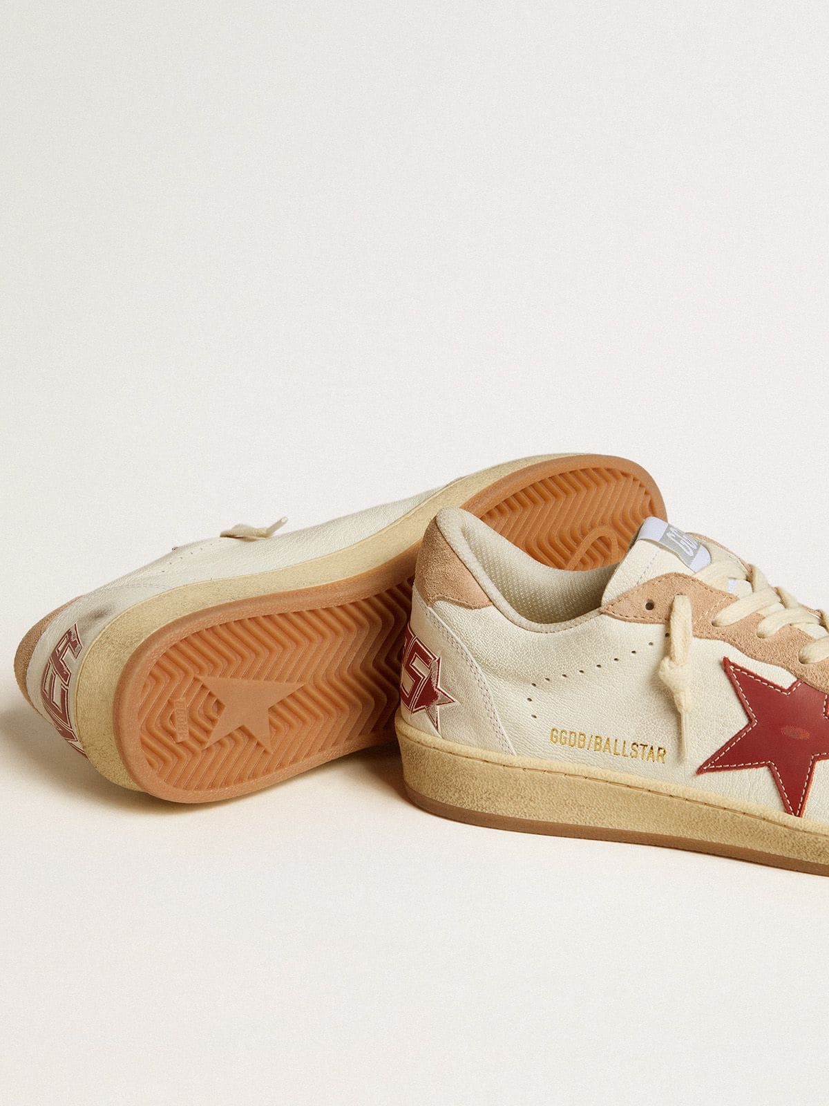 Women | Ball Star Nappa Leather with Red Star & Pink Suede Inserts | White x Red x Pink - Image 7