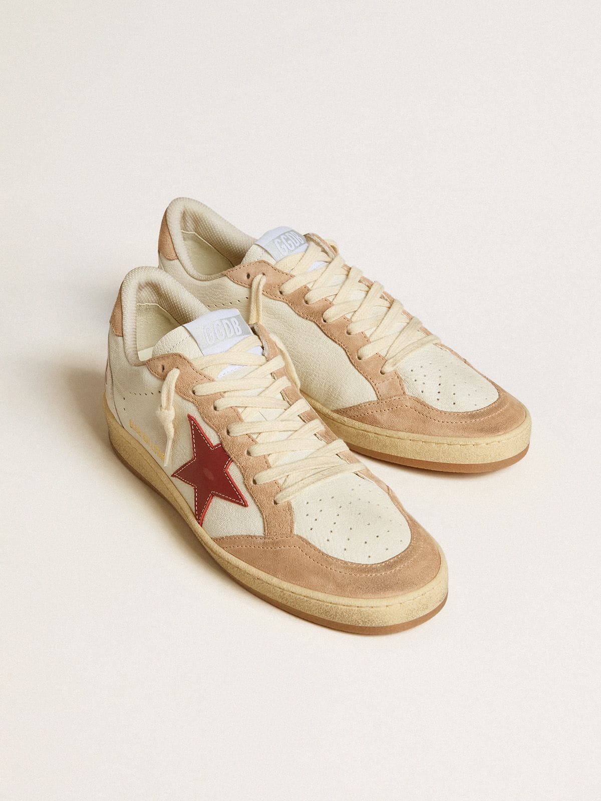 Women | Ball Star Nappa Leather with Red Star & Pink Suede Inserts | White x Red x Pink - Image 8