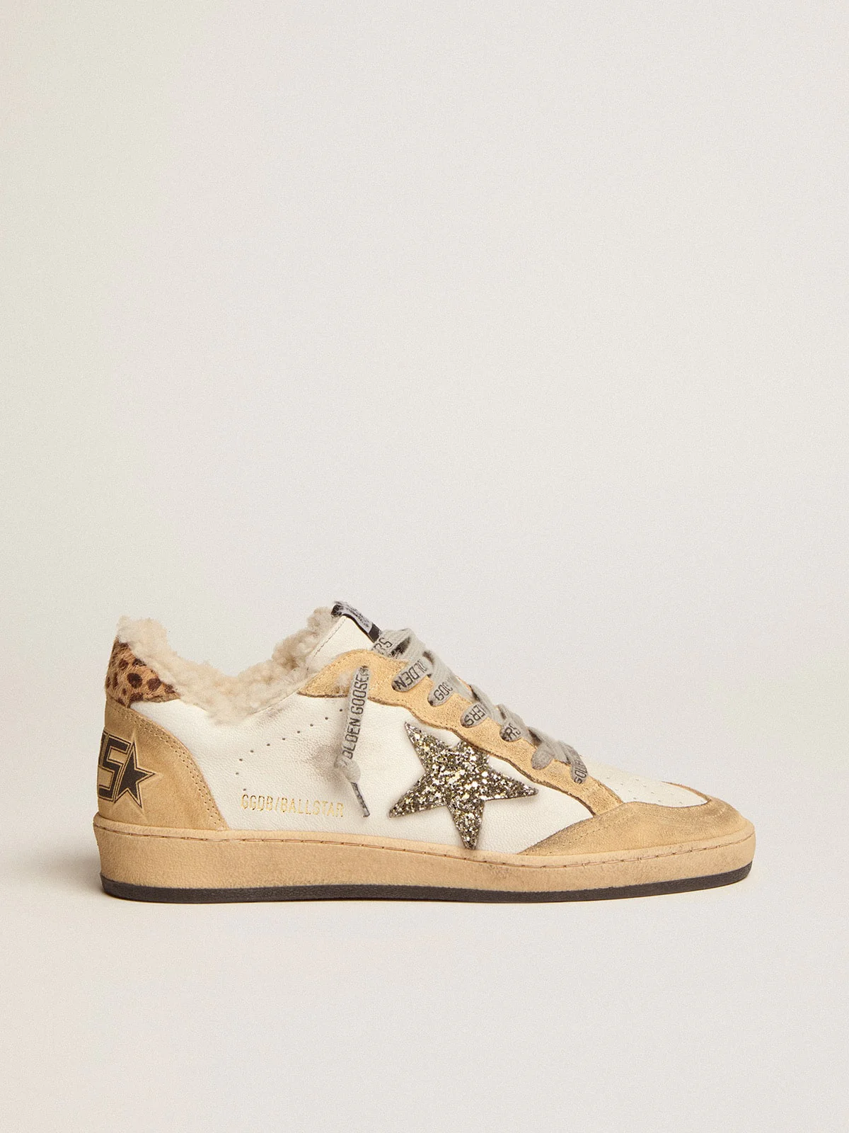 Women | Ball Star Nappa with Glitter Star & Shearling Lining | White x Sand x Platinum x Cream Light Brown Giraffe x Beige - Image 4