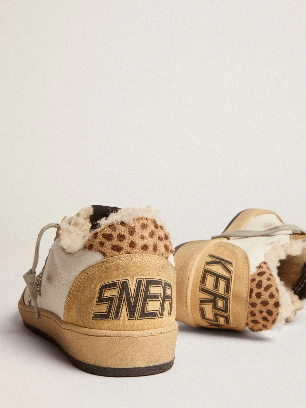 Women | Ball Star Nappa with Glitter Star & Shearling Lining | White x Sand x Platinum x Cream Light Brown Giraffe x Beige - Image 9