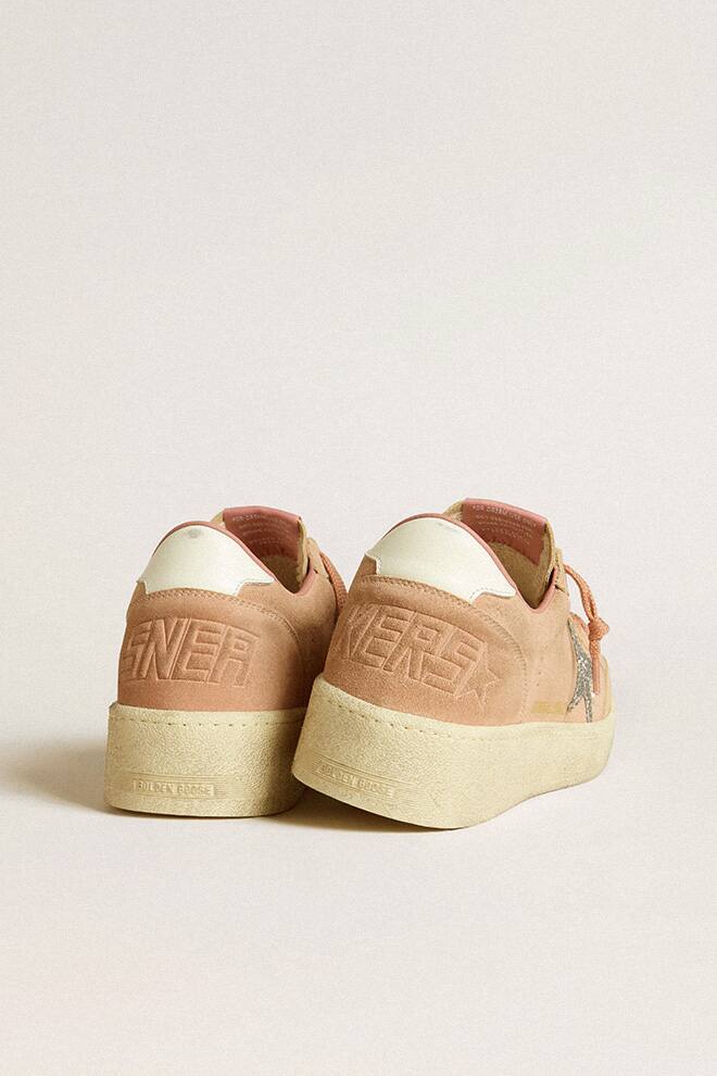 Women | Ball Star Pink Suede with Silver Glitter Star | Pink x Silver x White - Image 4