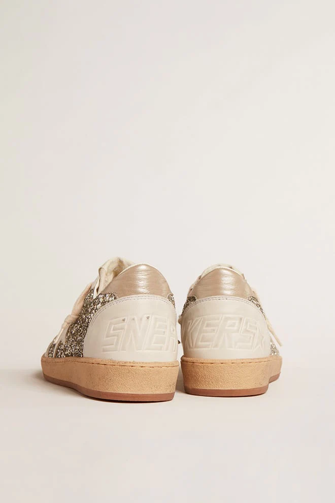 Women | Ball Star Platinum Glitter with White Leather Star & Inserts | Platinum x Milky x White - Image 8