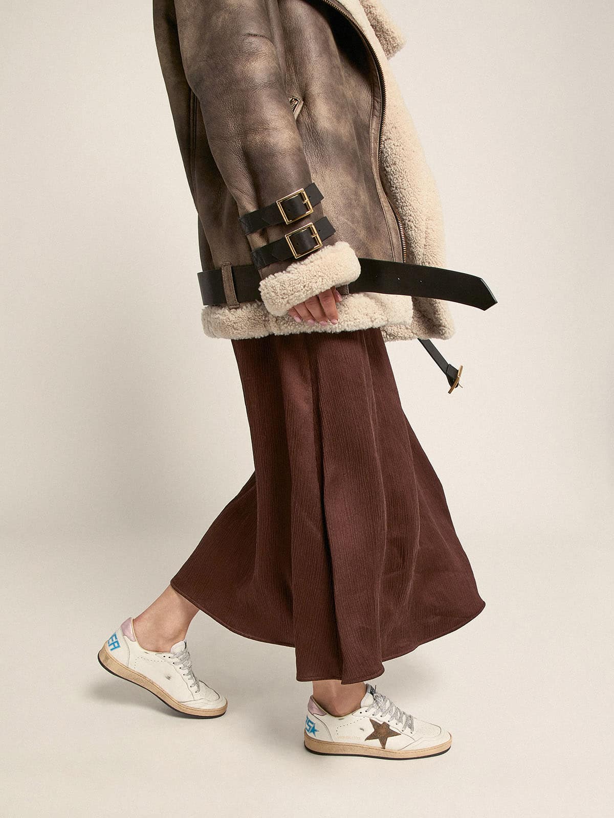 Women | Ball Star Sneakers with Leopard-Print Star & Pink Laminated Leather Heel Tab | White x Beige Brown Black x Salmon - Image 9