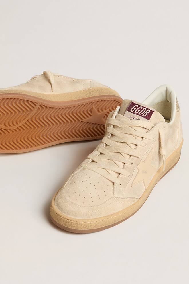 Women | Ball Star Suede with Smoke Gray Leather Star | Seedpearl x Smoke Gray x Gold - Image 3