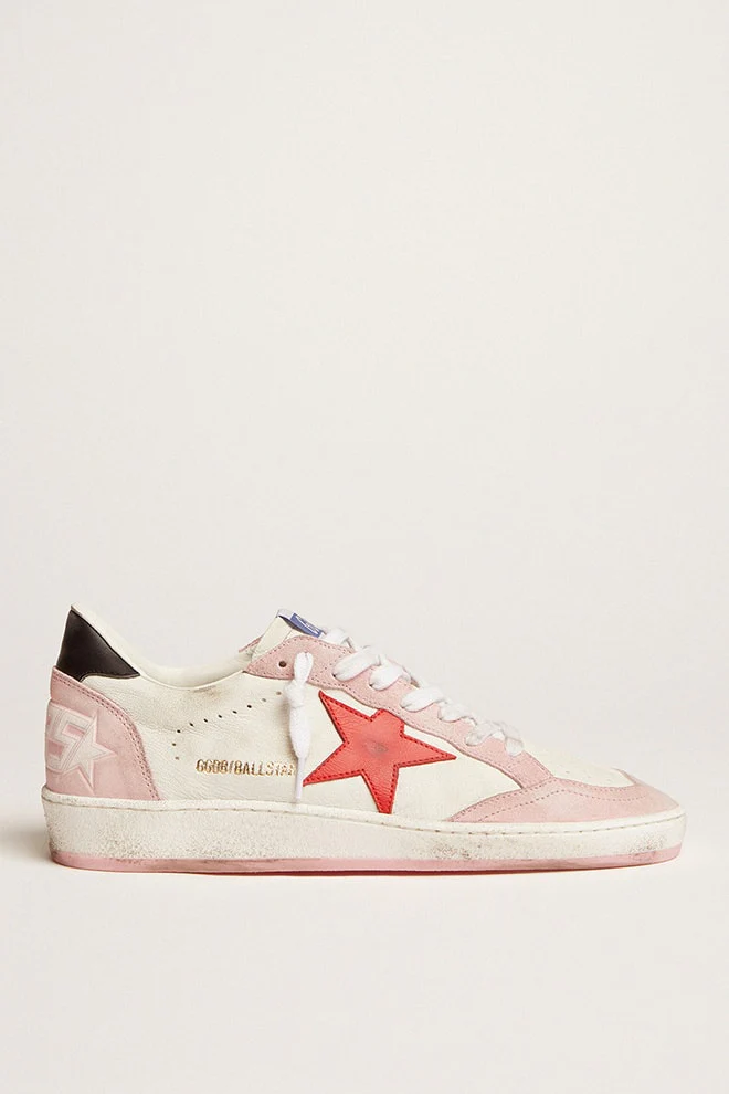 Women | Ball Star White & Baby Pink with Red Star | White x Baby Pink x Red x Black - Image 5