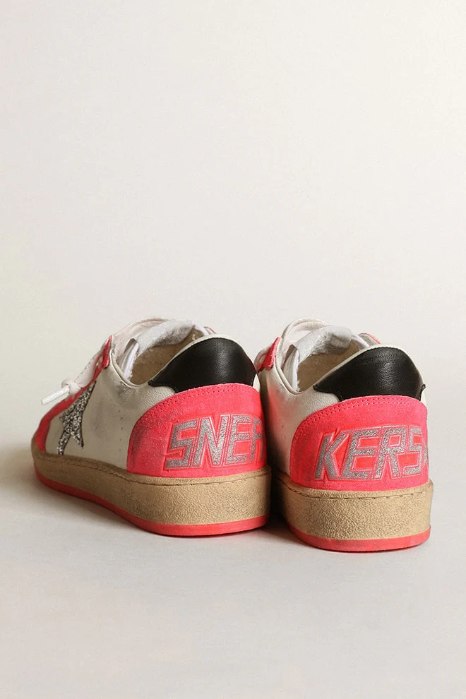 Women | Ball Star White Nappa with Glitter Star | White x Lobster Fluo x Black - Image 5