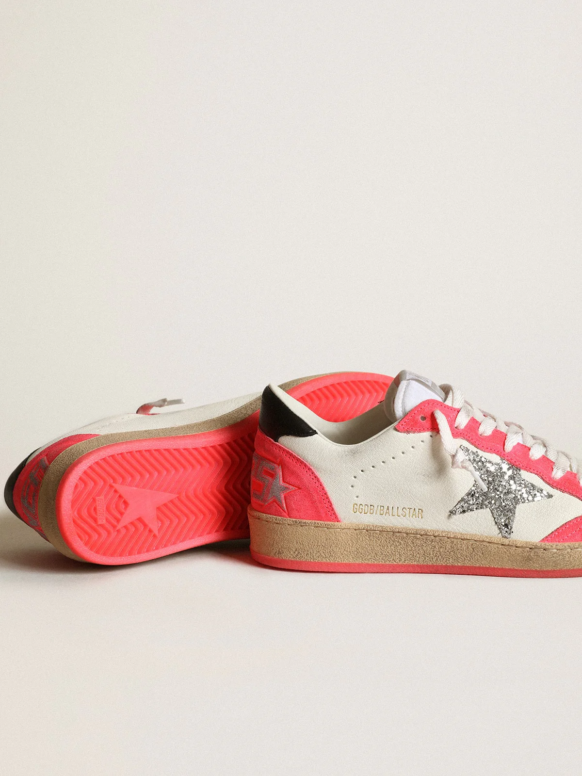 Women | Ball Star White Nappa with Glitter Star | White x Lobster Fluo x Black - Image 9