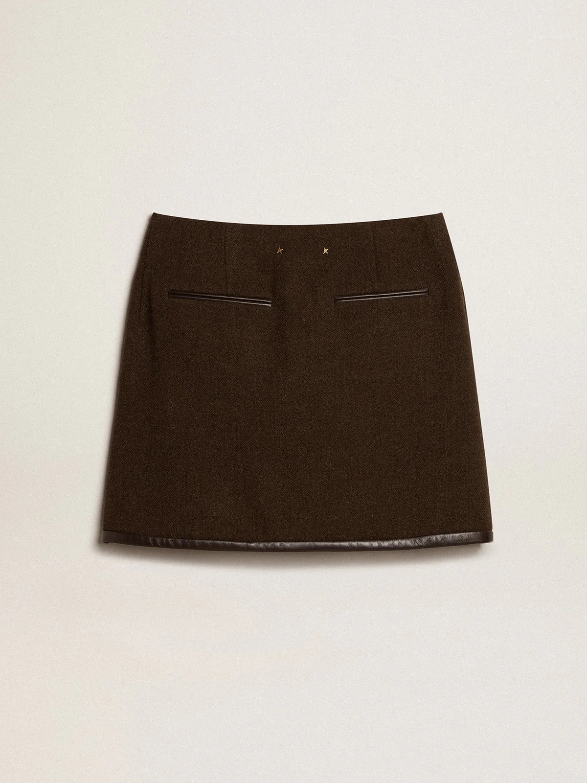 Women | Bark-Colored Wool Miniskirt | Wood Green - Image 6