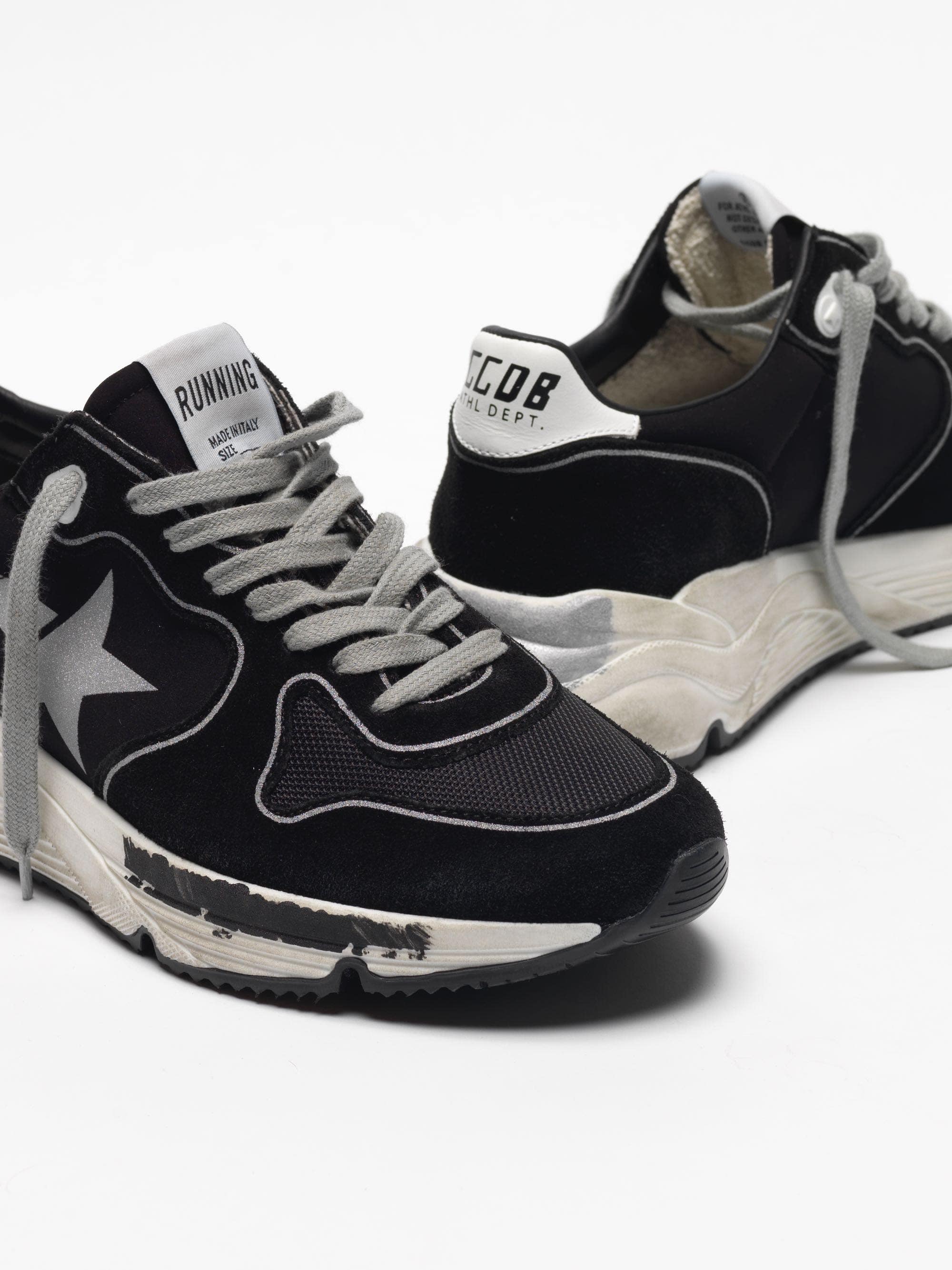 Women | Black Running Sole Sneakers with Silver Star - Image 6