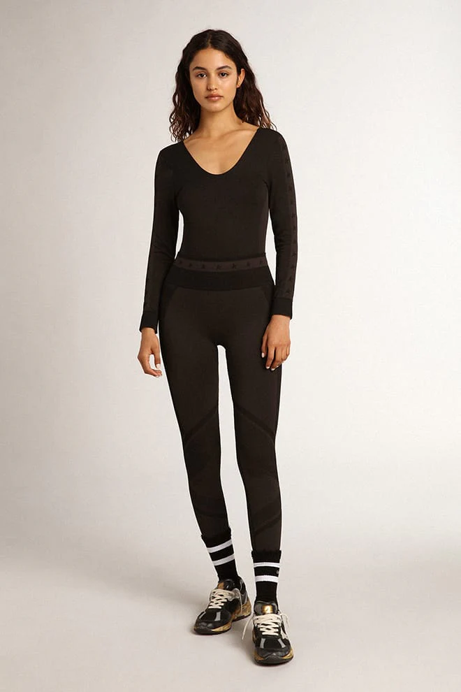 Women | Black Star Collection Body with Black Stars On The Arms | Black x Dark Grey