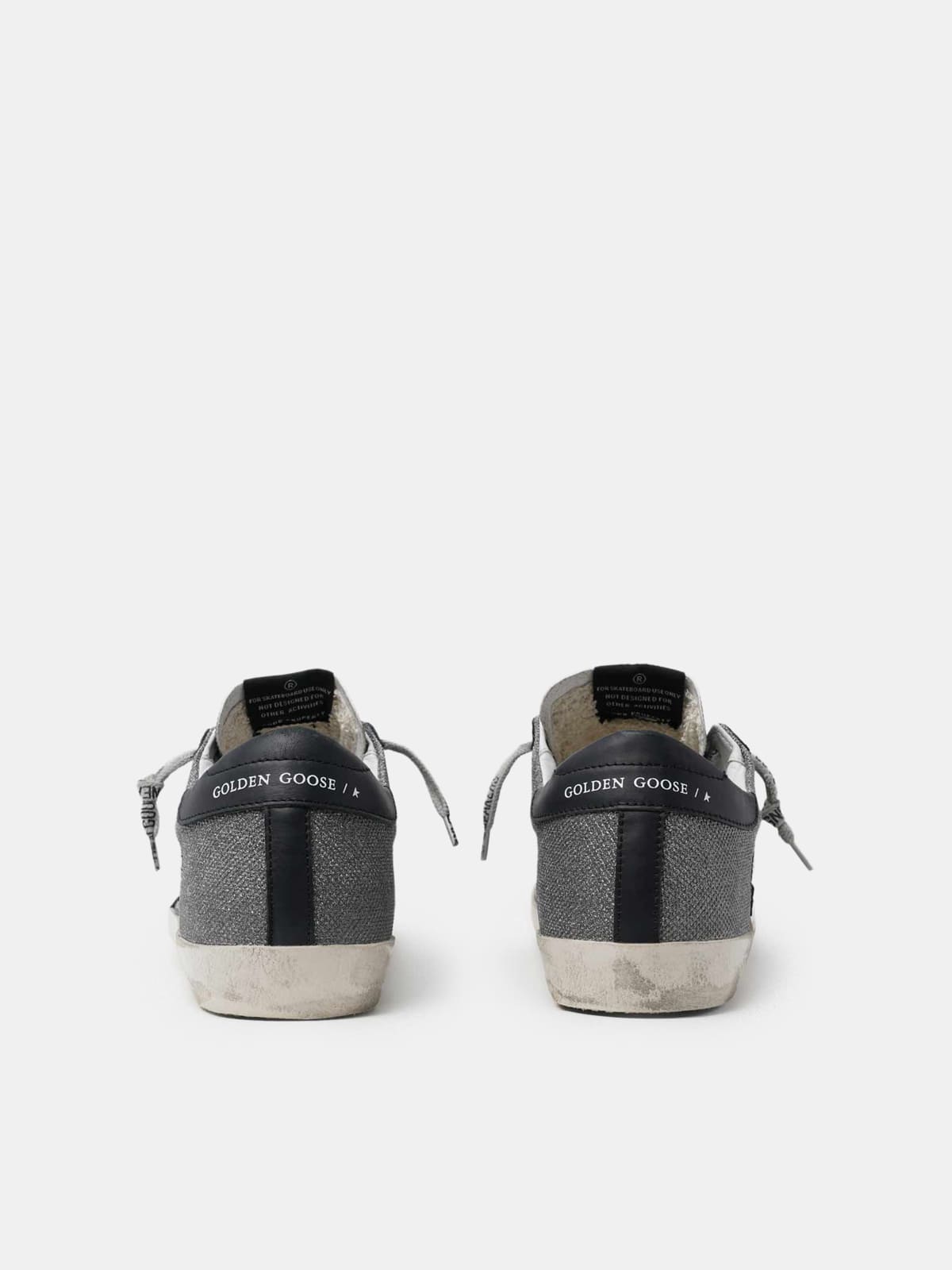 Women | Black Super-Star Sneakers with Iridescent Fabric