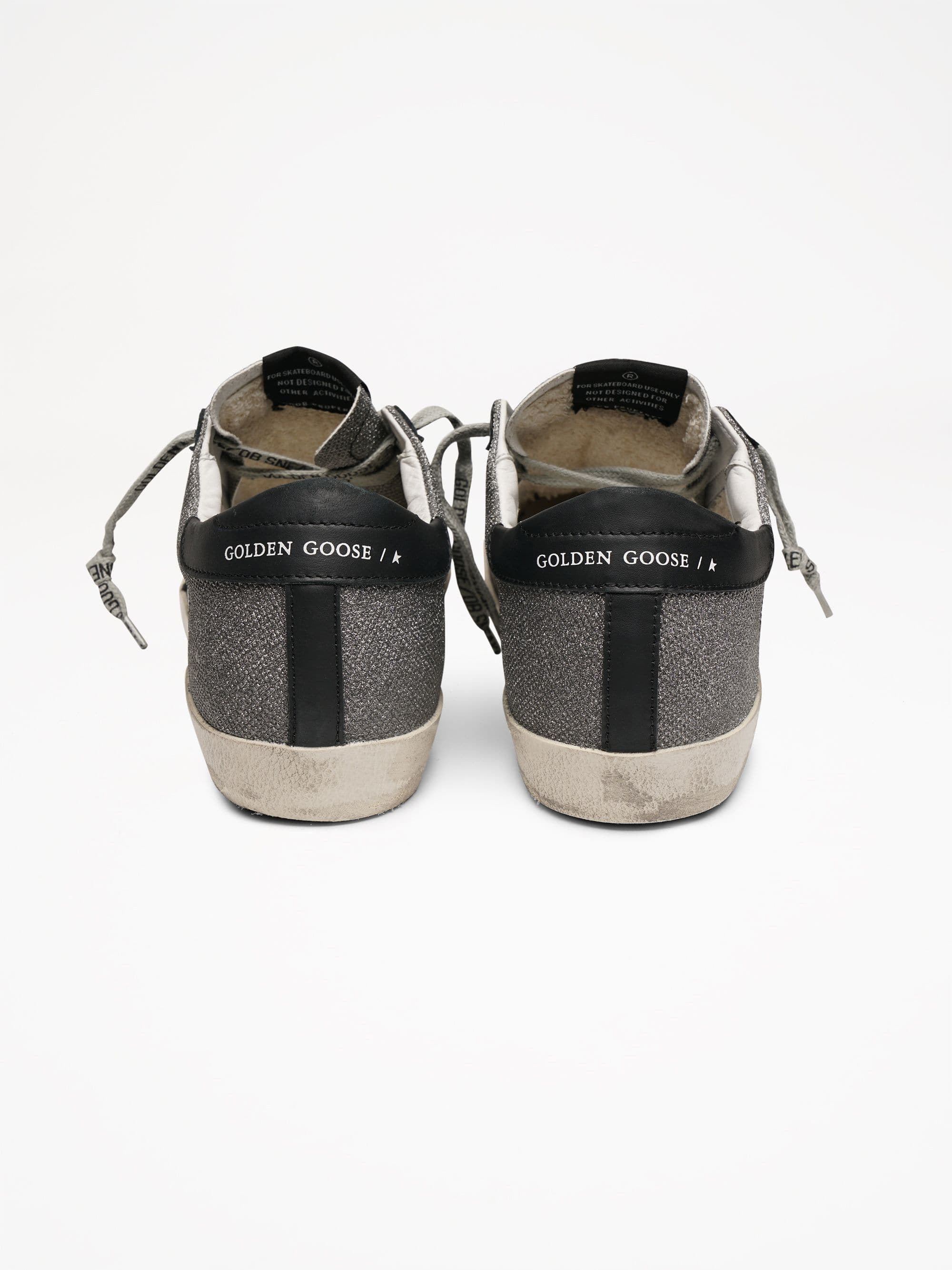 Women | Black Super-Star Sneakers with Iridescent Fabric - Image 5