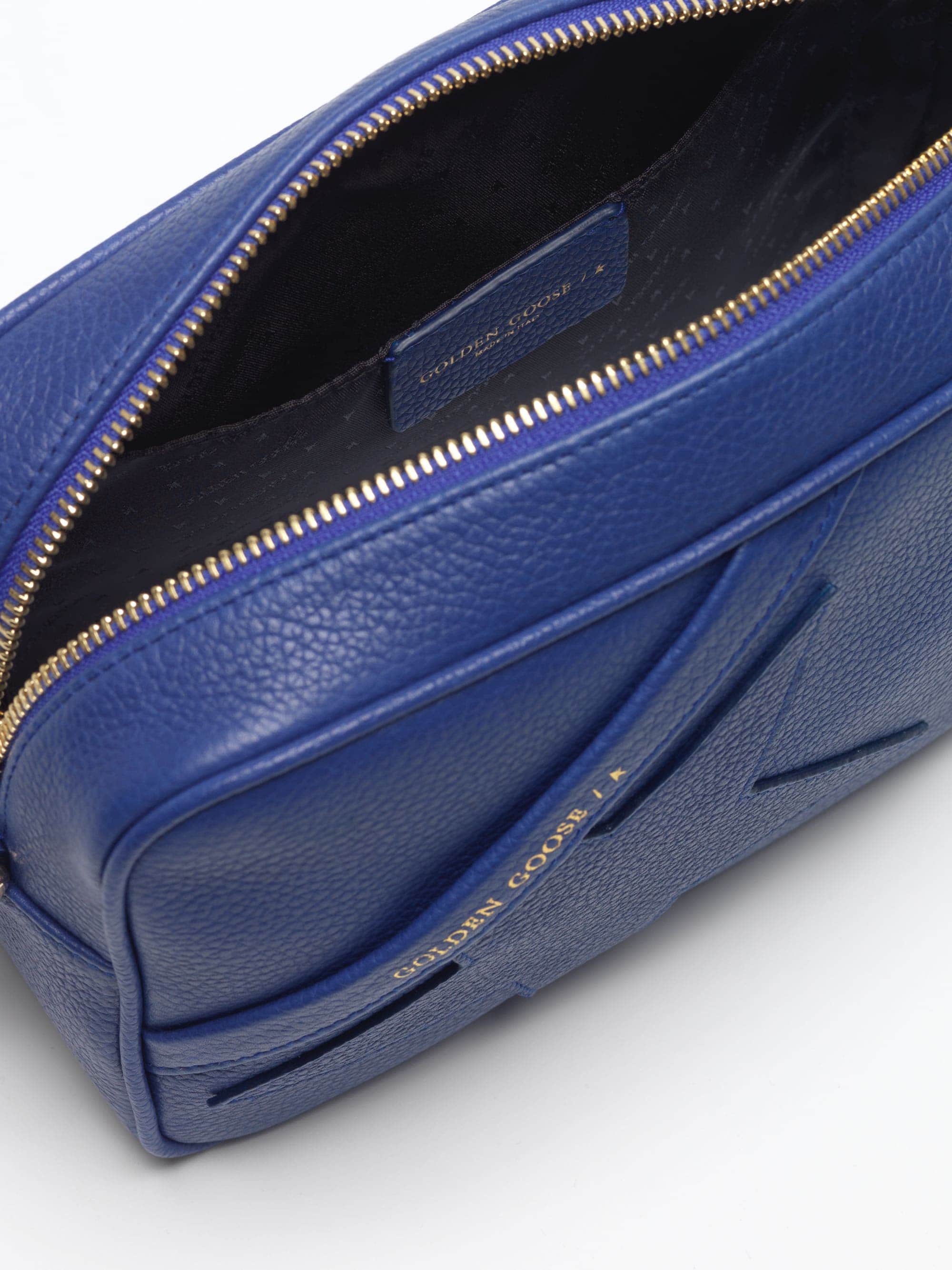 Women | Blue Star Bag with Shoulder Strap Made Of Pebbled Leather - Image 8