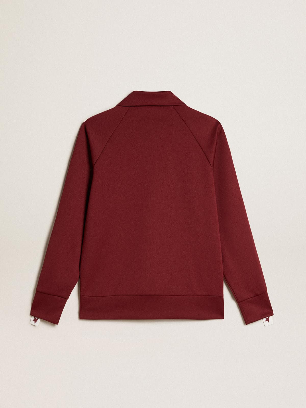 Women | Burgundy Zipped Sweatshirt with White Strip & Contrasting Stars | Windsor Wine x White - Image 2