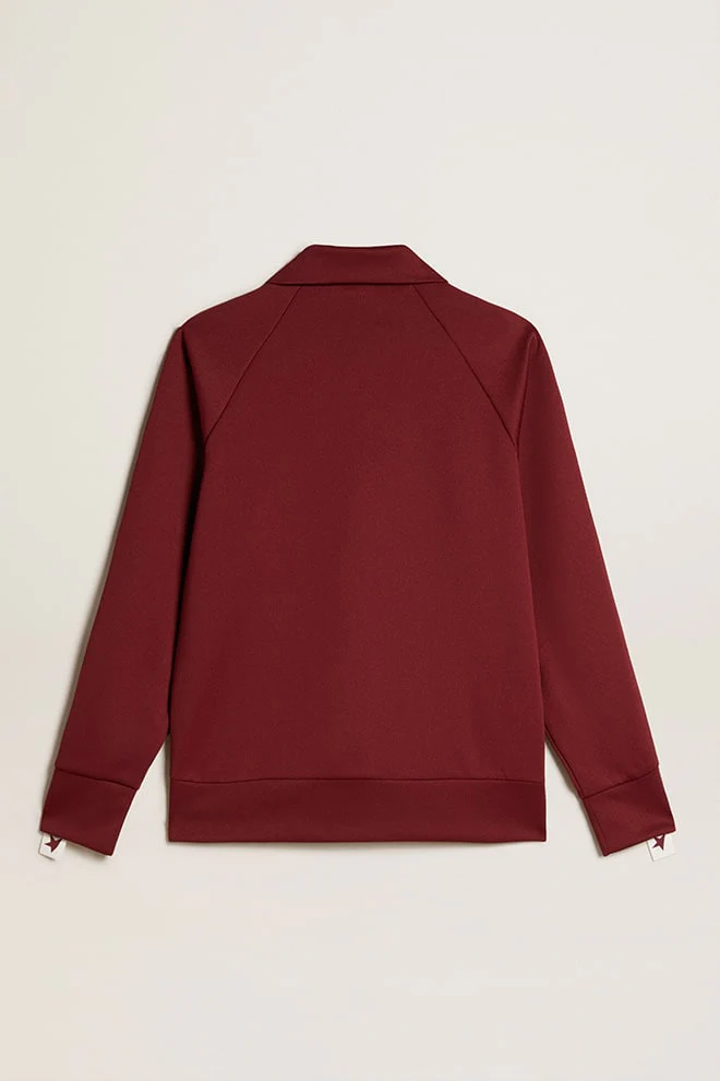 Women | Burgundy Zipped Sweatshirt with White Strip & Contrasting Stars | Windsor Wine x White - Image 3