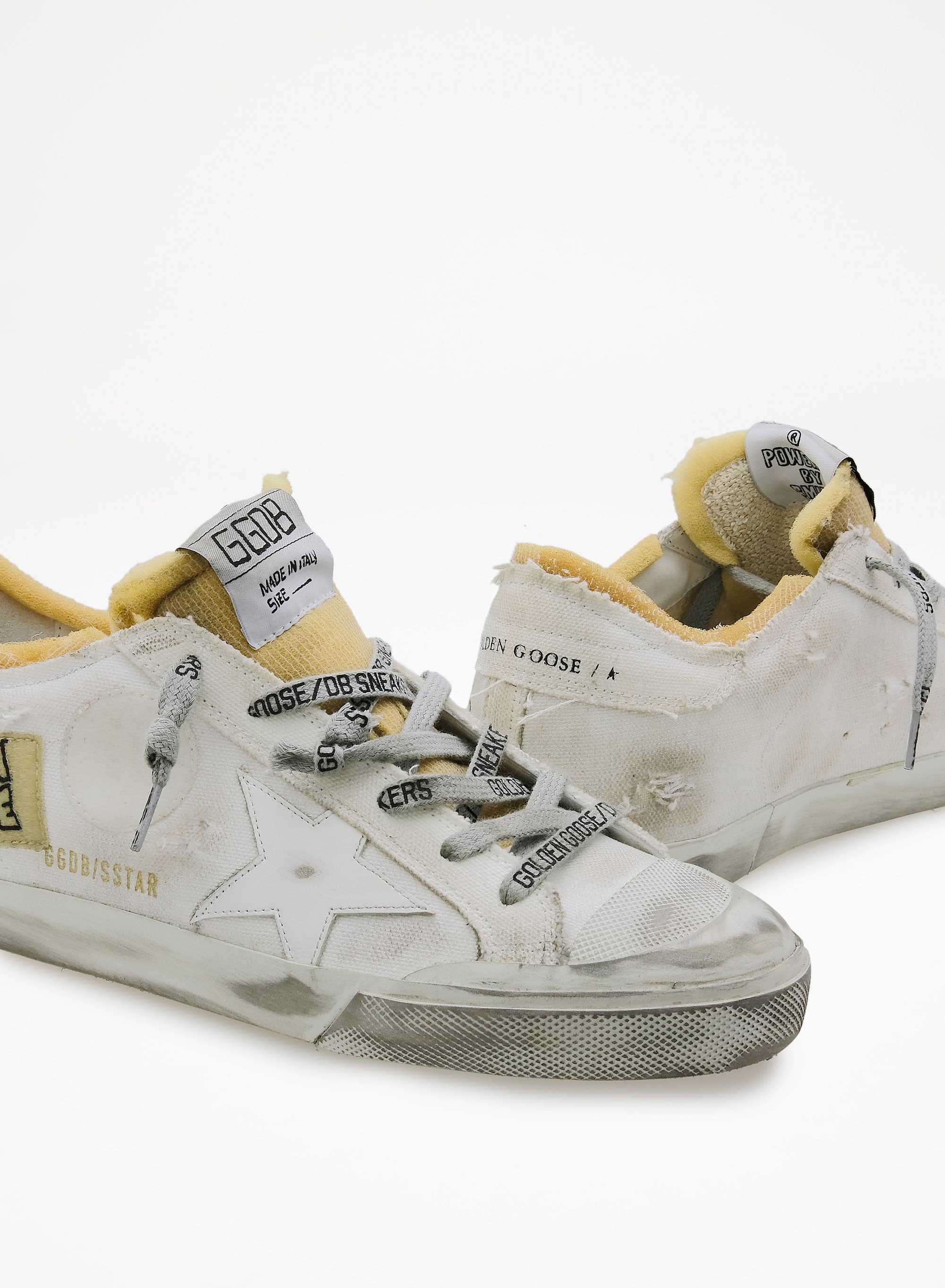 Women | Canvas Super-Star Sneakers with Side Patch | White x Beige - Image 6