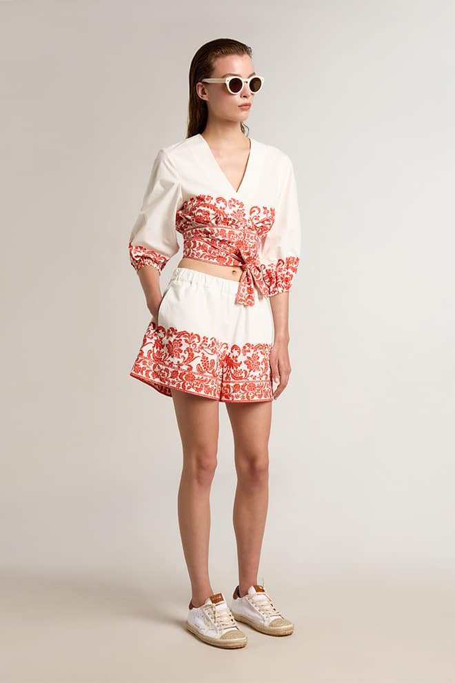 Women | Cotton Crop Top with Seasonal Print | White x Summer Fig - Image 8