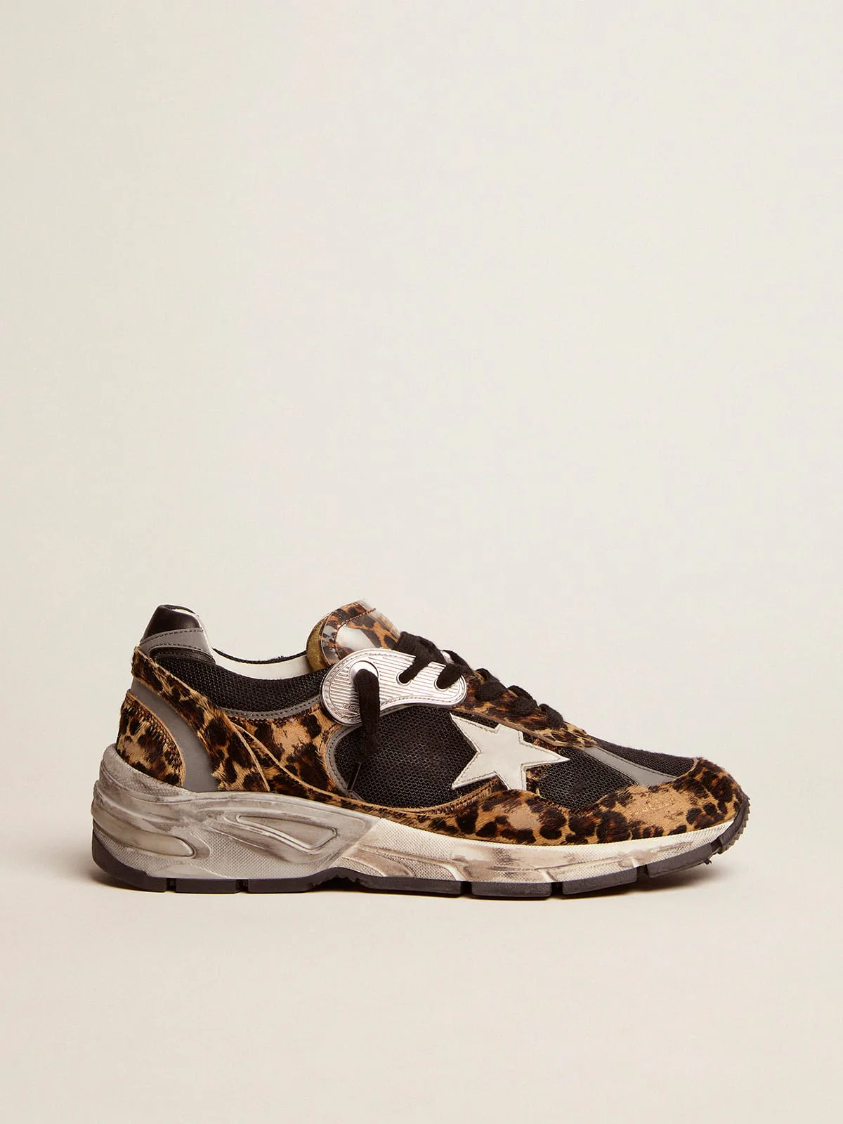 Women | Dad-Star Leopard Print Pony Skin & White Star | Beige Brown Black Leo x Black x White - Image 6