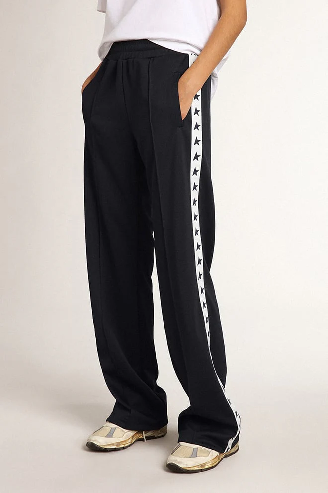 Women | Dark Blue Joggers with White Strip & Contrasting Stars | Dark Blue x White - Image 2