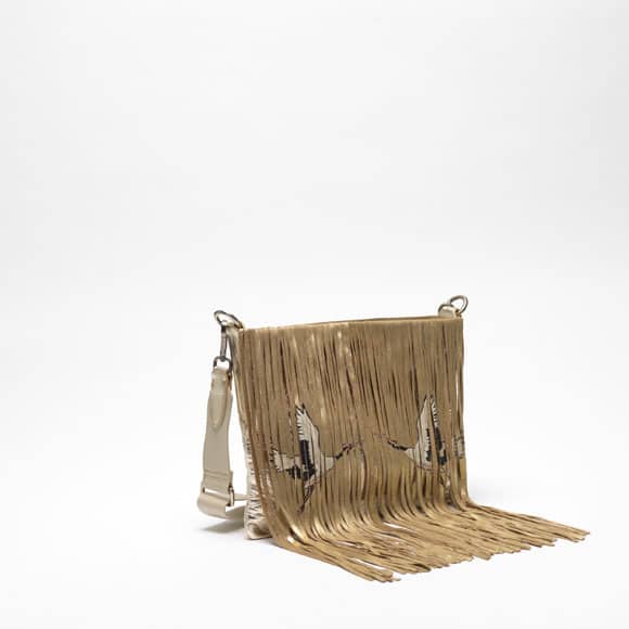 Women | Demi Hobo Bag Laminated Leather with Fringe - Image 5