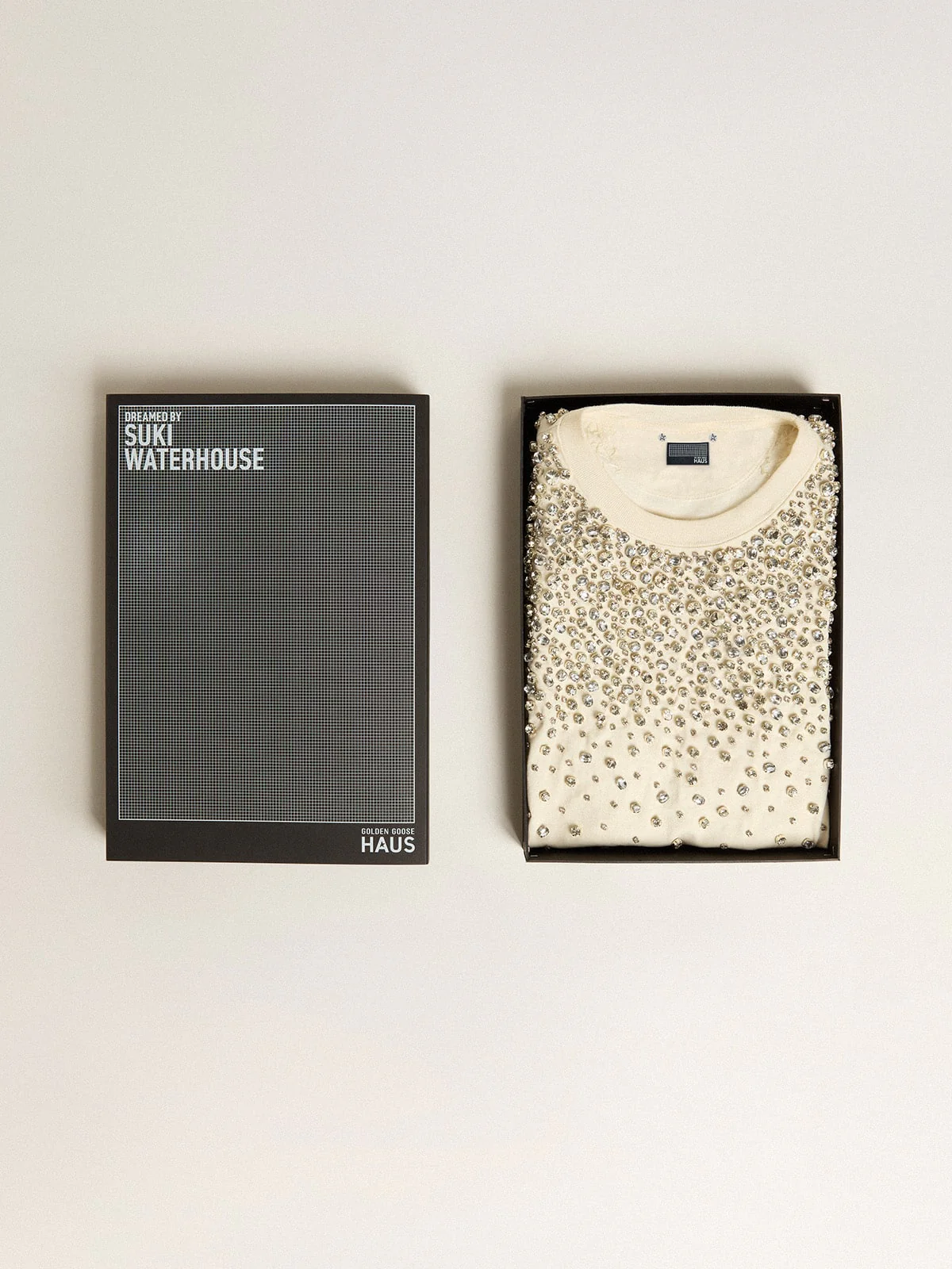 Women | Exclusive Haus Of Dreamers T-Shirt Worn White with Swarovski Embroidery | Artic Wolf x Crystals - Image 3