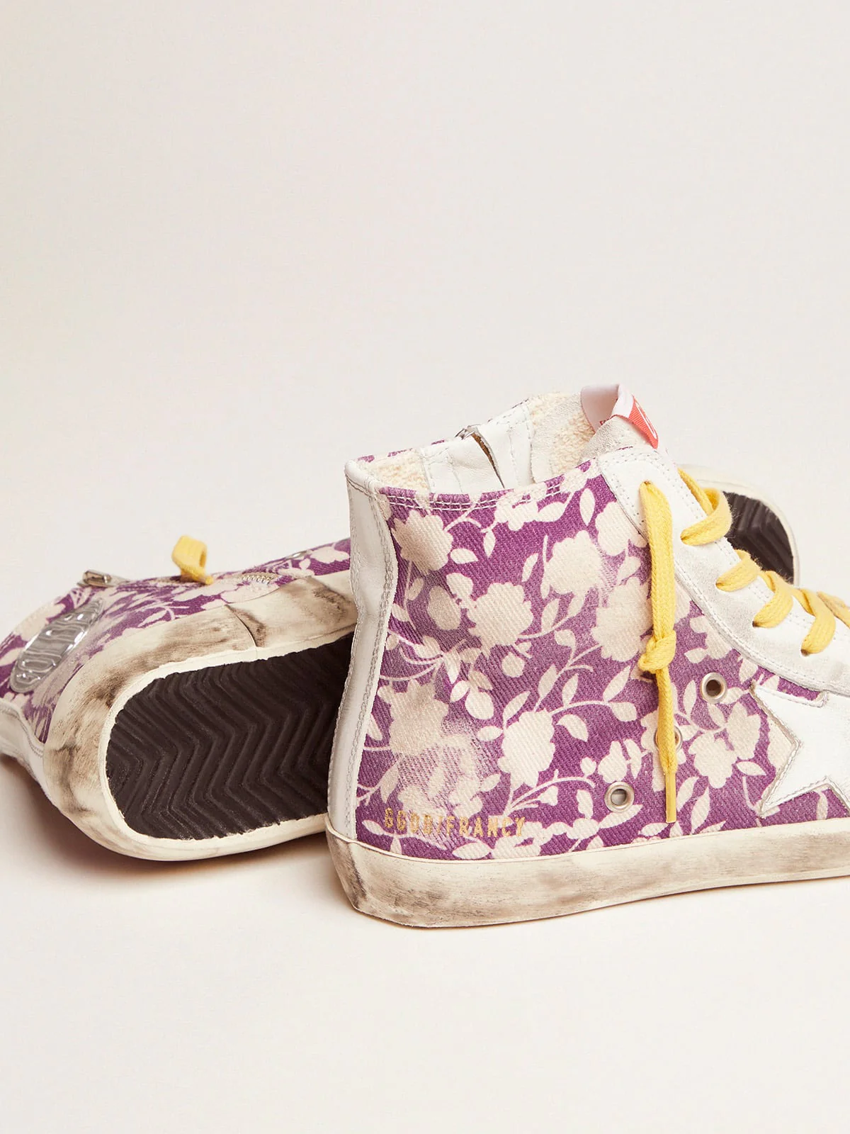 Women | Francy Ltd Sneakers Canvas with Floral Pattern | White Purple Flowers x White