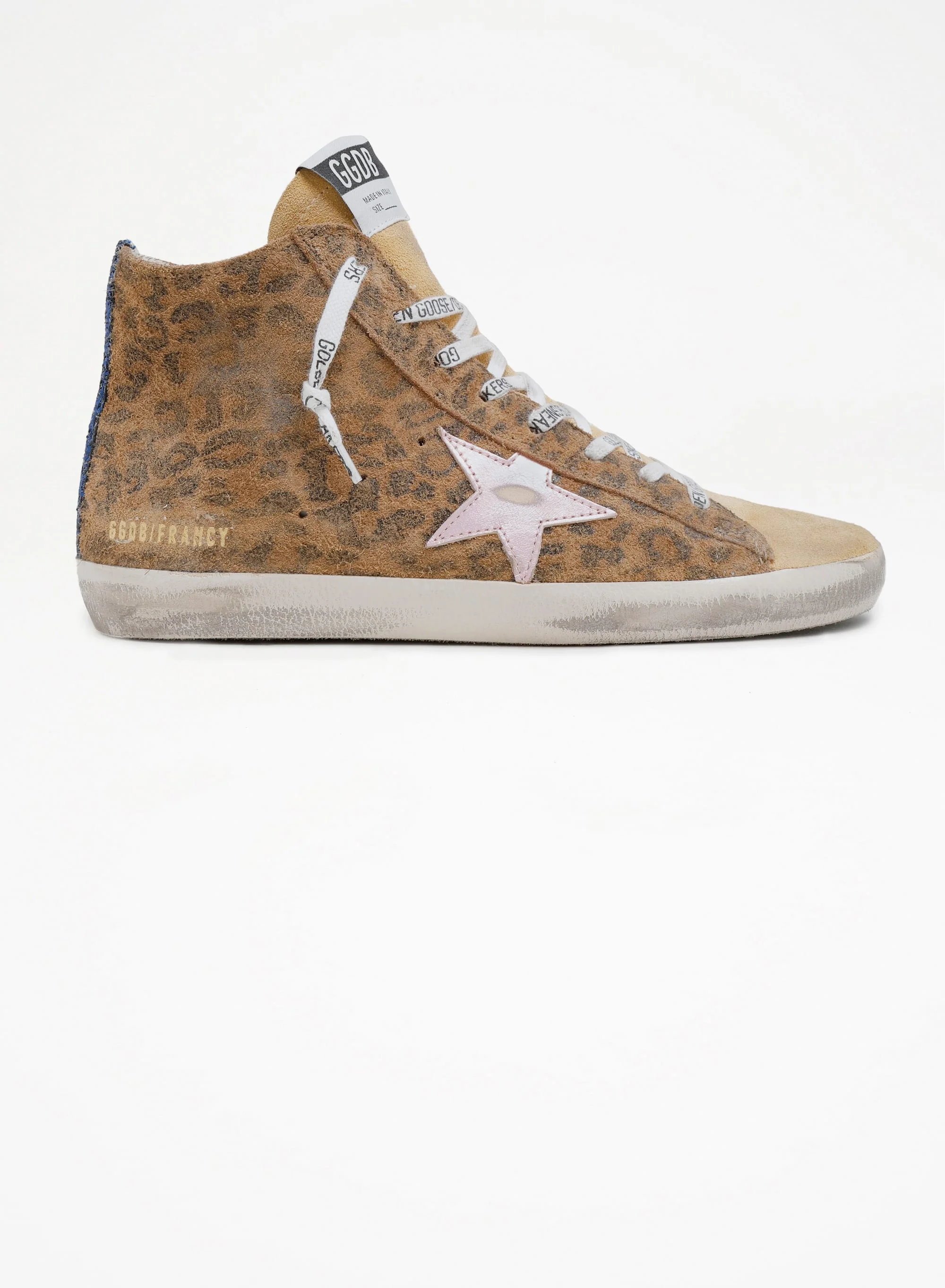 Women | Francy Sneakers Leopard Print Suede & Laminated Star | Beige Brown Black x Salmon x Mazarine Blue - Image 2