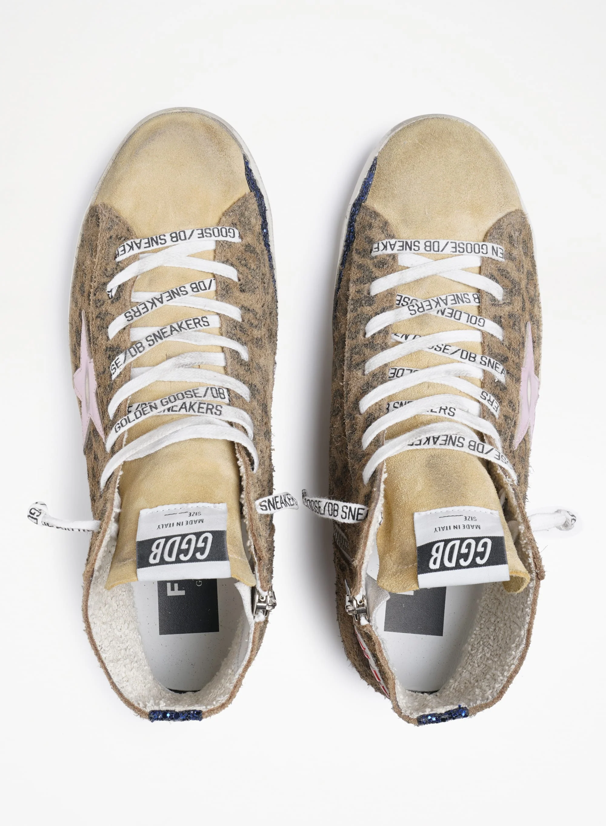 Women | Francy Sneakers Leopard Print Suede & Laminated Star | Beige Brown Black x Salmon x Mazarine Blue - Image 8