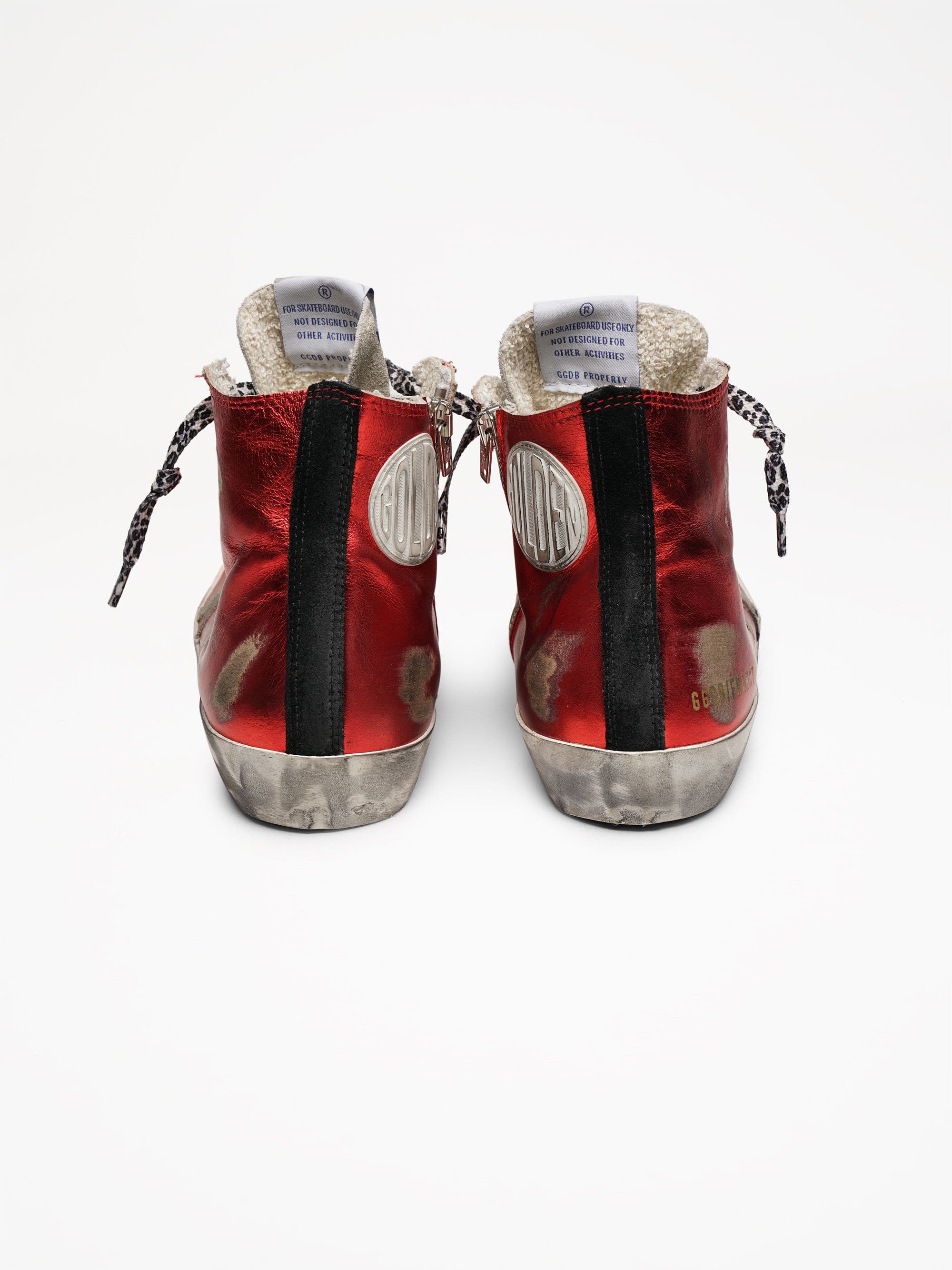 Women | Francy Sneakers Red Laminated Leather with Leopard-Print Laces - Image 4