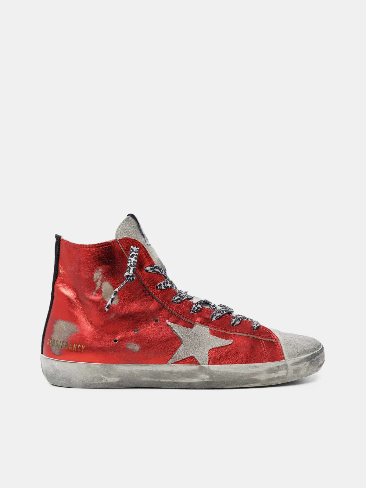 Women | Francy Sneakers Red Laminated Leather with Leopard-Print Laces - Image 5