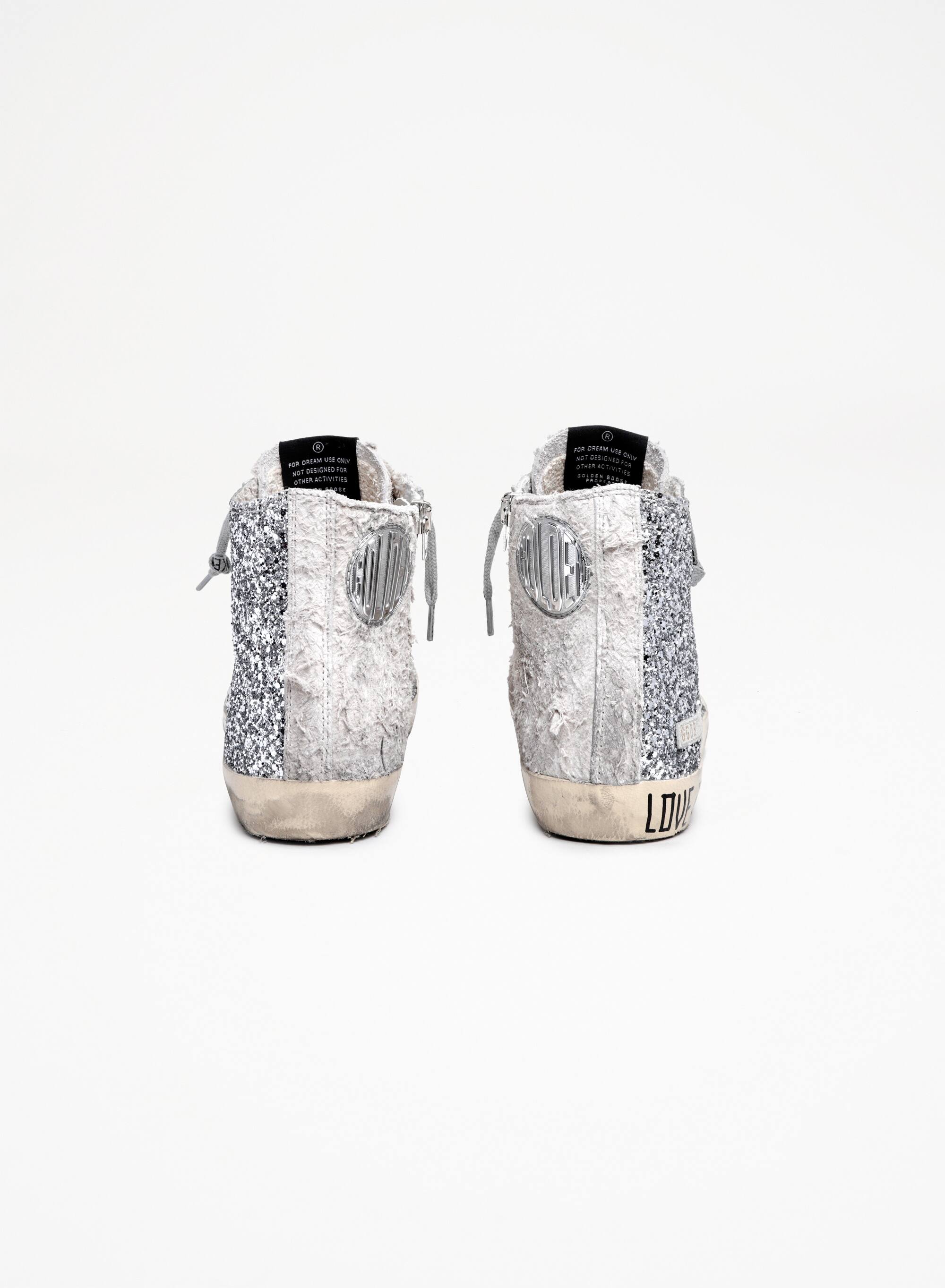 Women | Francy Sneakers Silver Glitter with White Leather Star | Silver x Ice x White - Image 2