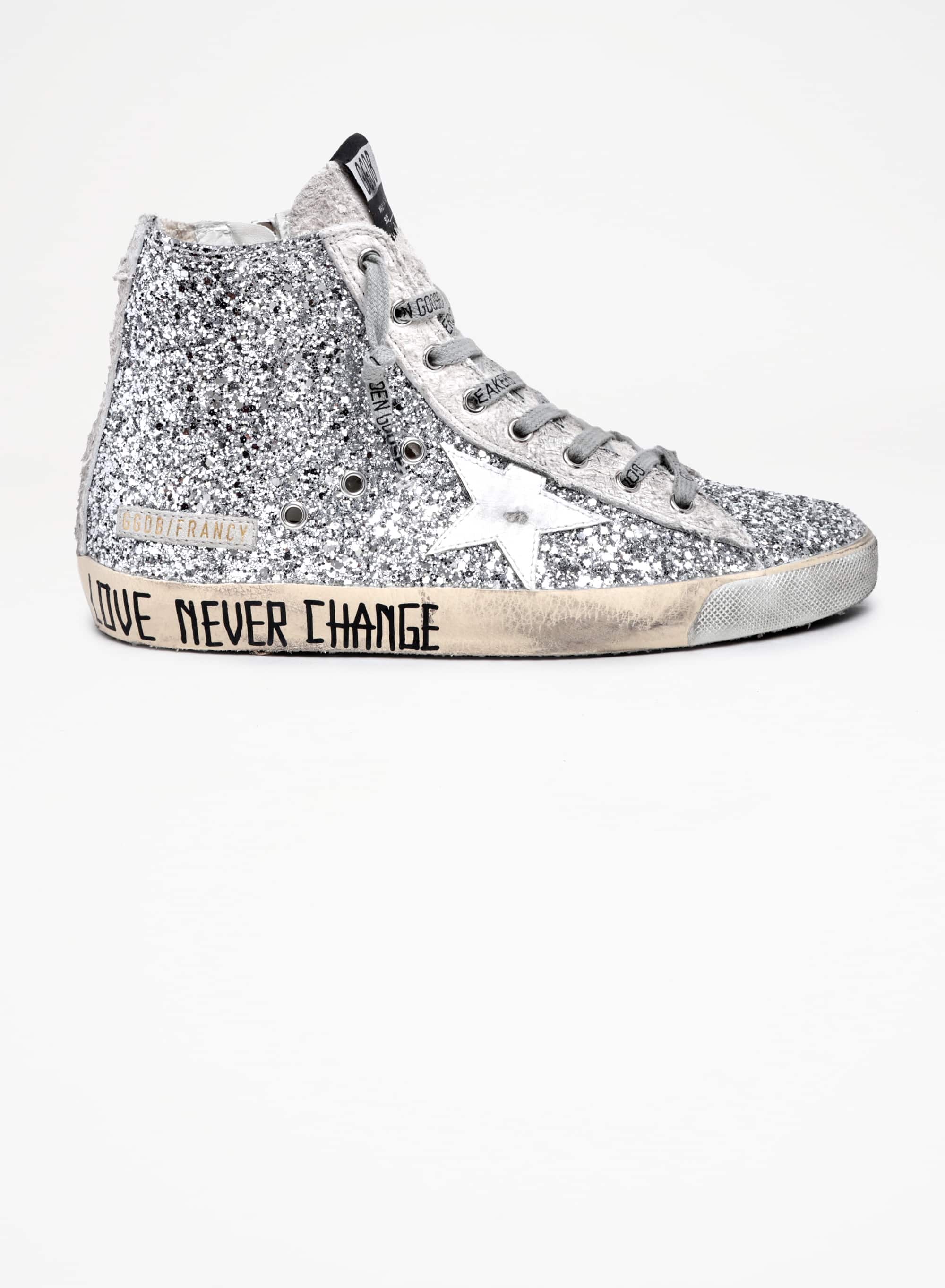 Women | Francy Sneakers Silver Glitter with White Leather Star | Silver x Ice x White - Image 4