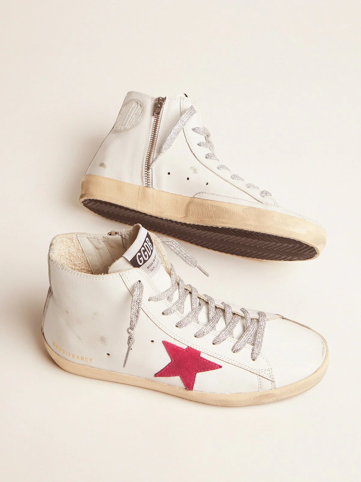 Women | Francy Sneakers with Red Star & Camouflage Insert | White x Black Camouflage x Orchid Pink - Image 4