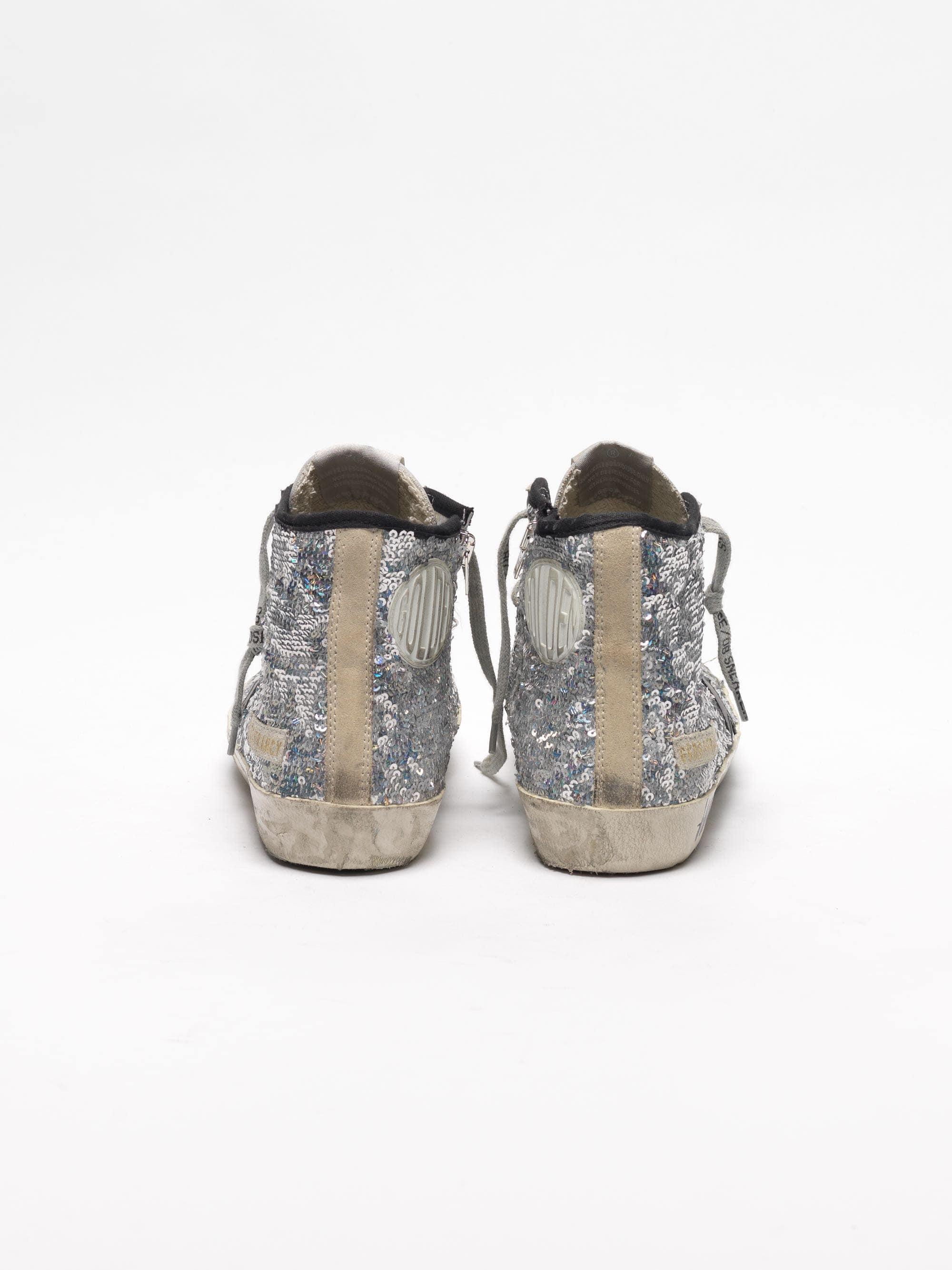 Women | Francy Sneakers with Silver Sequins & Handwritten Lettering - Image 2