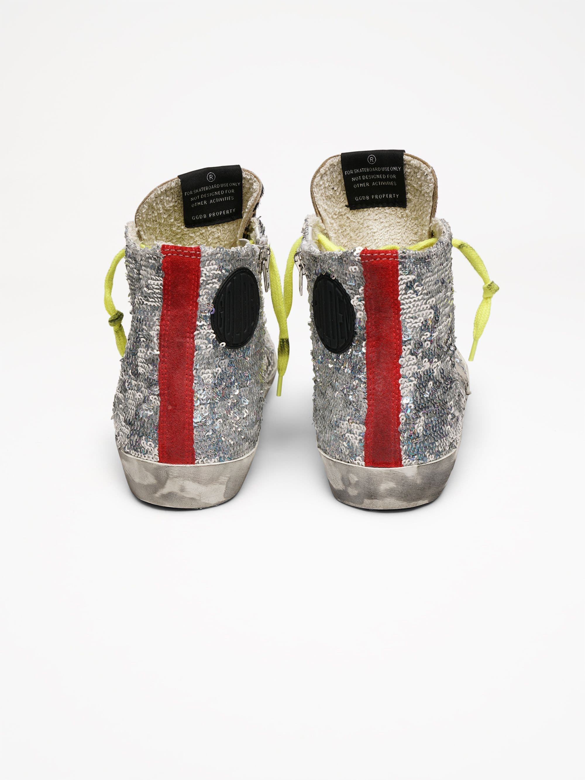 Women | Francy Sneakers with Silver Sequins & Leopard-Print Pony Skin