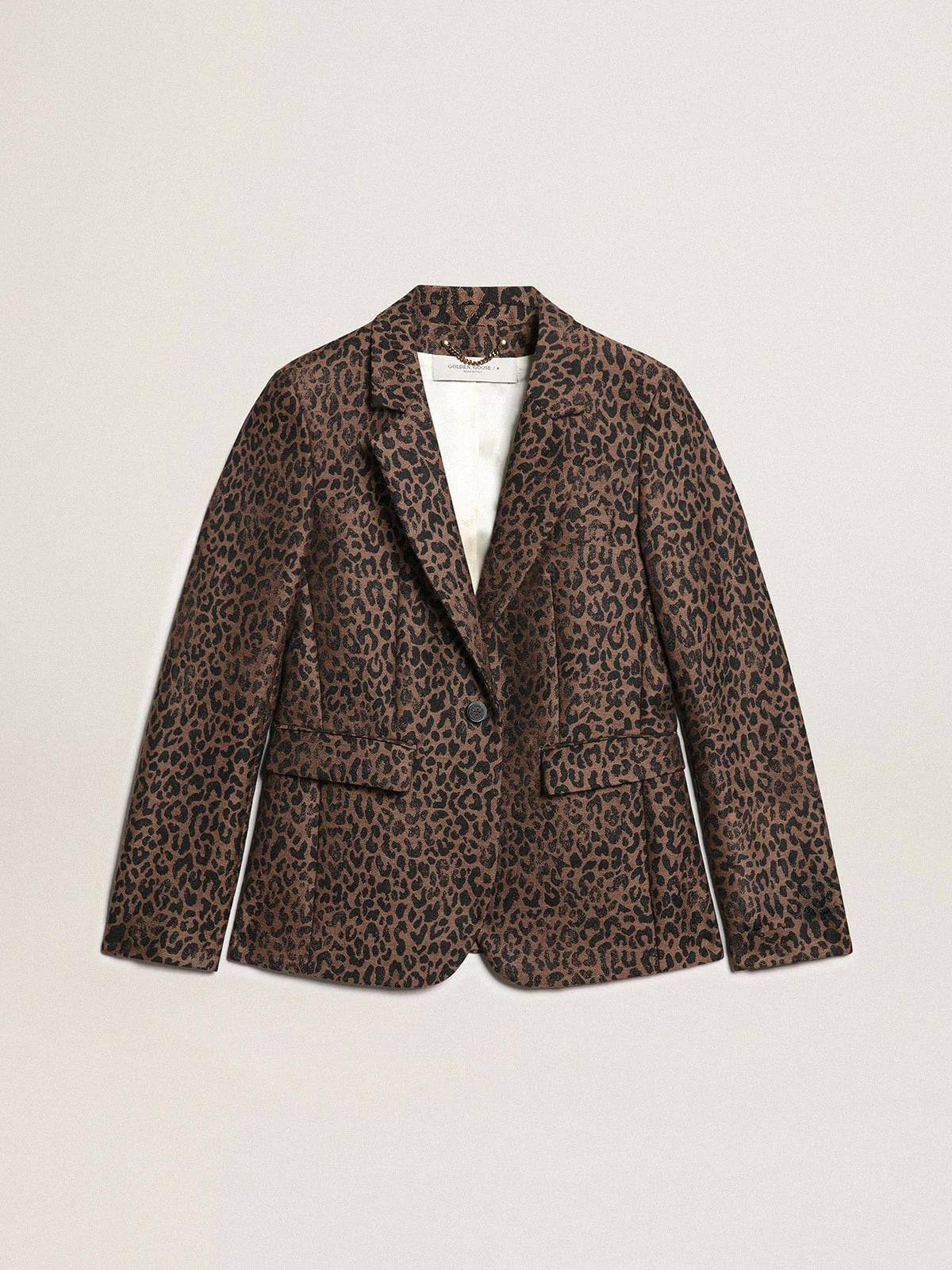 Women | Golden Collection Single-Breasted Blazer Wool with Jacquard Animal Pattern | New Bison x Black - Image 7