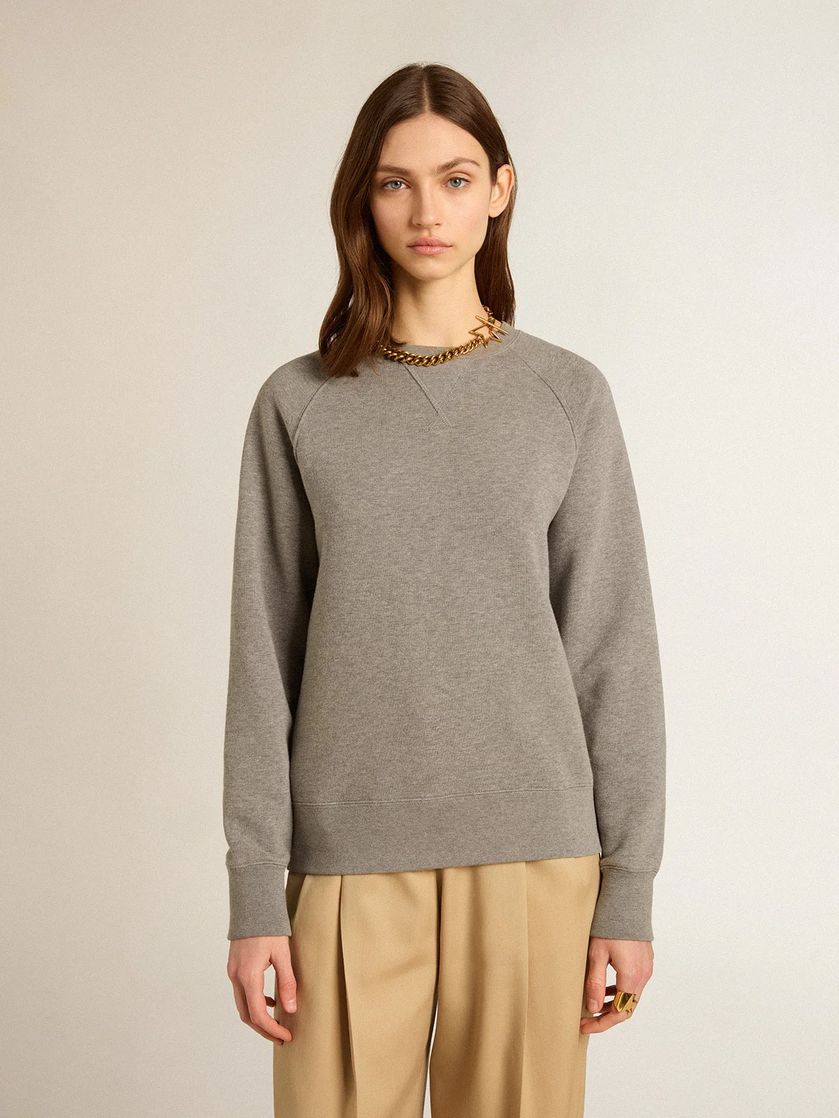 Women | Gray Melange Cotton Sweatshirt with Manifesto On The Back | Grey Melange x Windsor Wine - Image 11