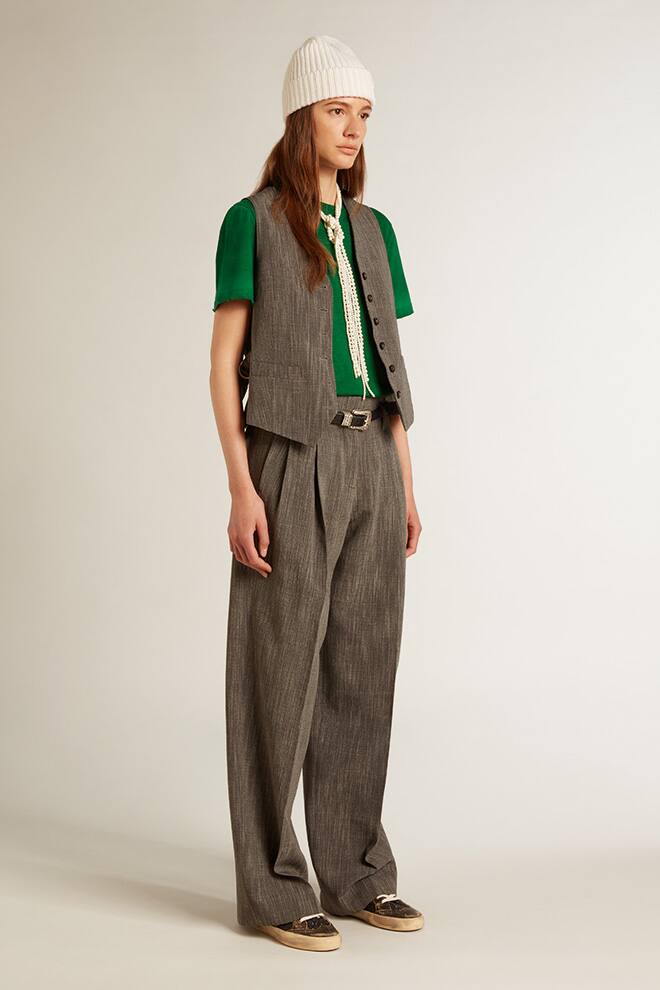 Women | Grey Vest Jacket | Grey x White - Image 2