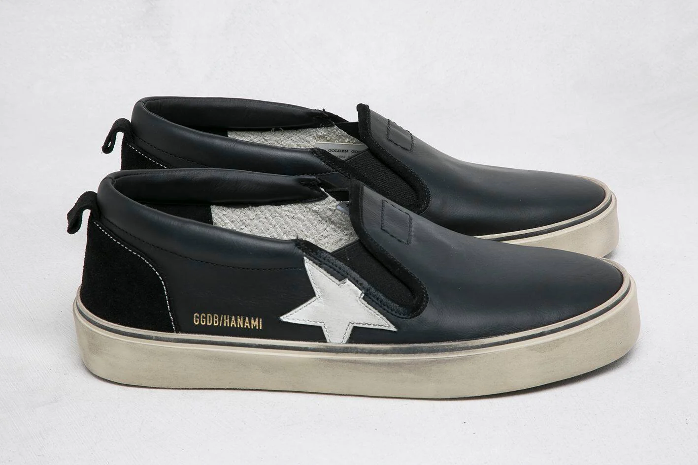 Women | Hanami Black Leather Sneakers with White Star