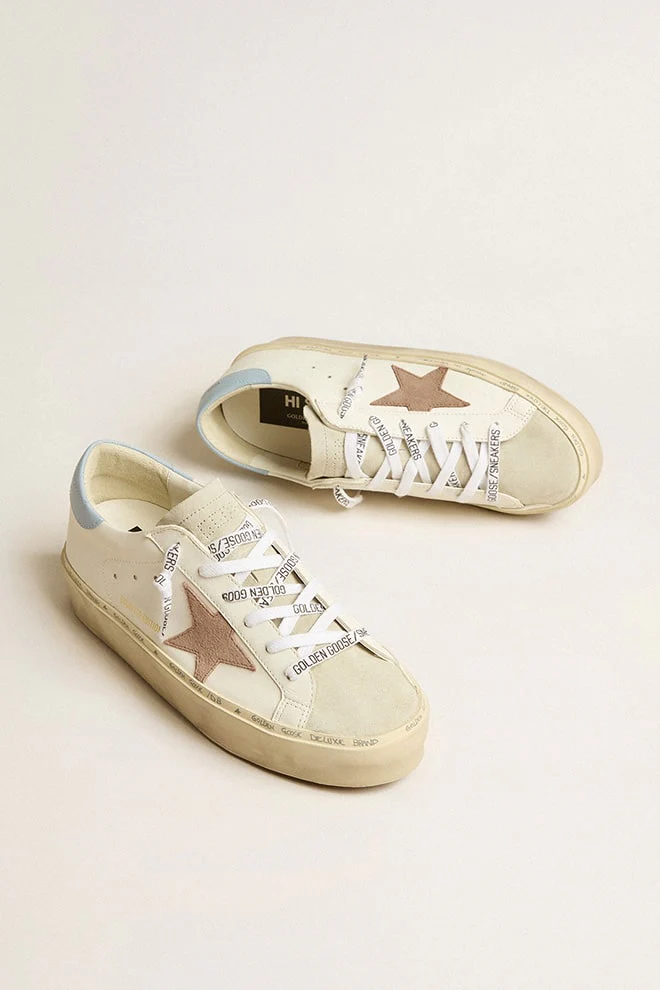 Women | Hi Star Ltd with Pink Suede Star & Light Blue Leather Heel Tab | White x Ice x Antique Pink x Light Blue - Image 5