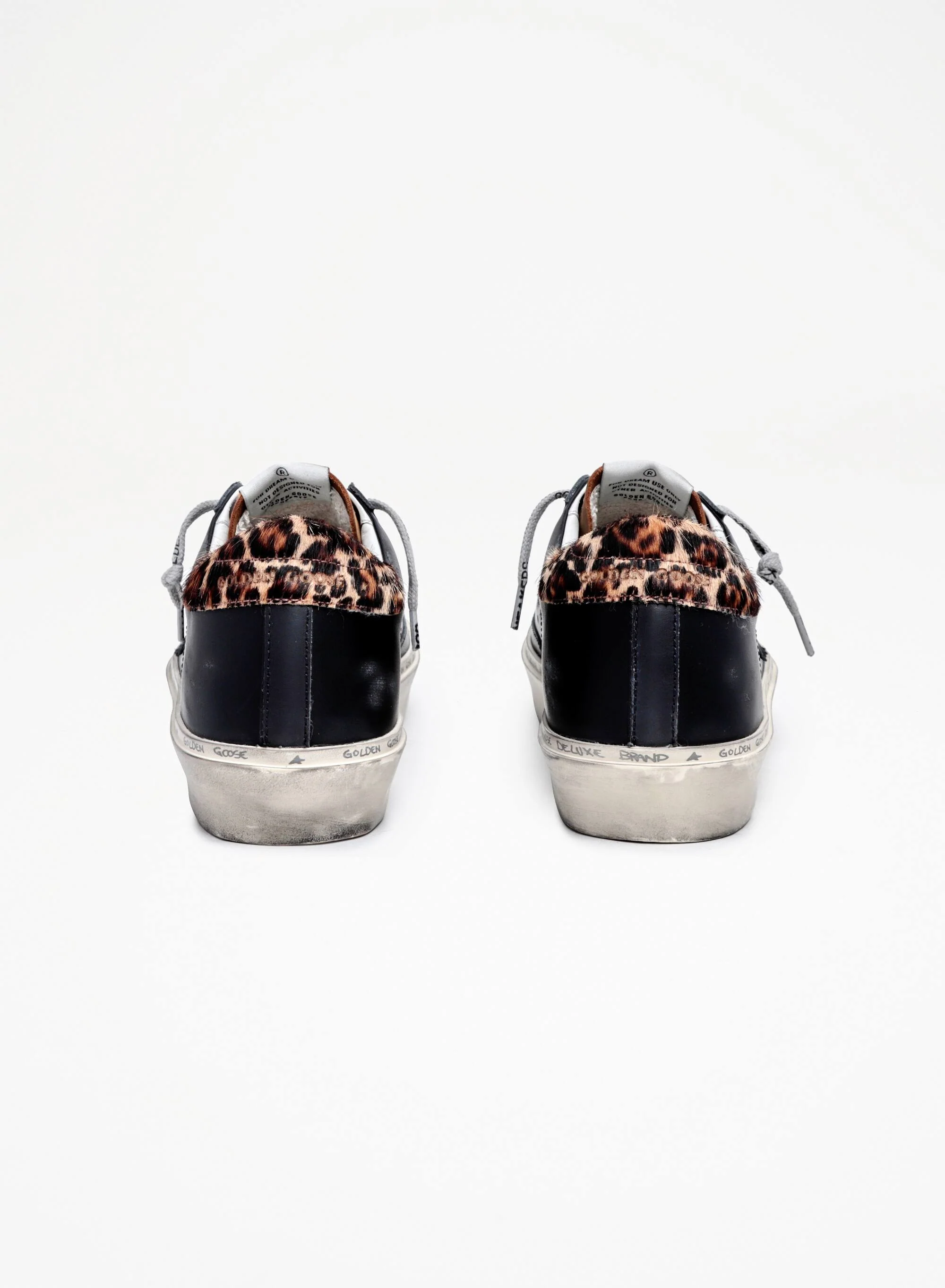 Women | Hi Star Sneakers Black & Brown Leather with Leo Pony Skin Heel Tab | Black x Coffee Brown x Beige Brown Leo