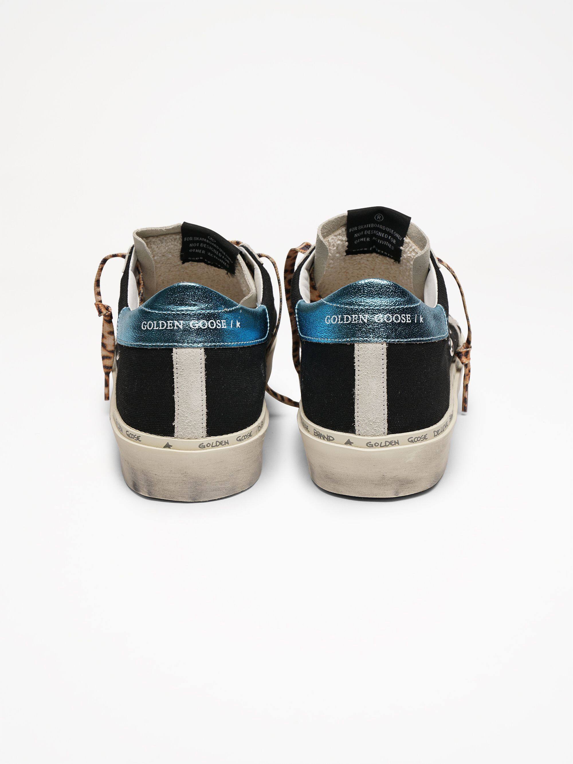 Women | Hi Star Sneakers Black Suede with Silver Leather Star & Metallic Blue Leather Heel Tab