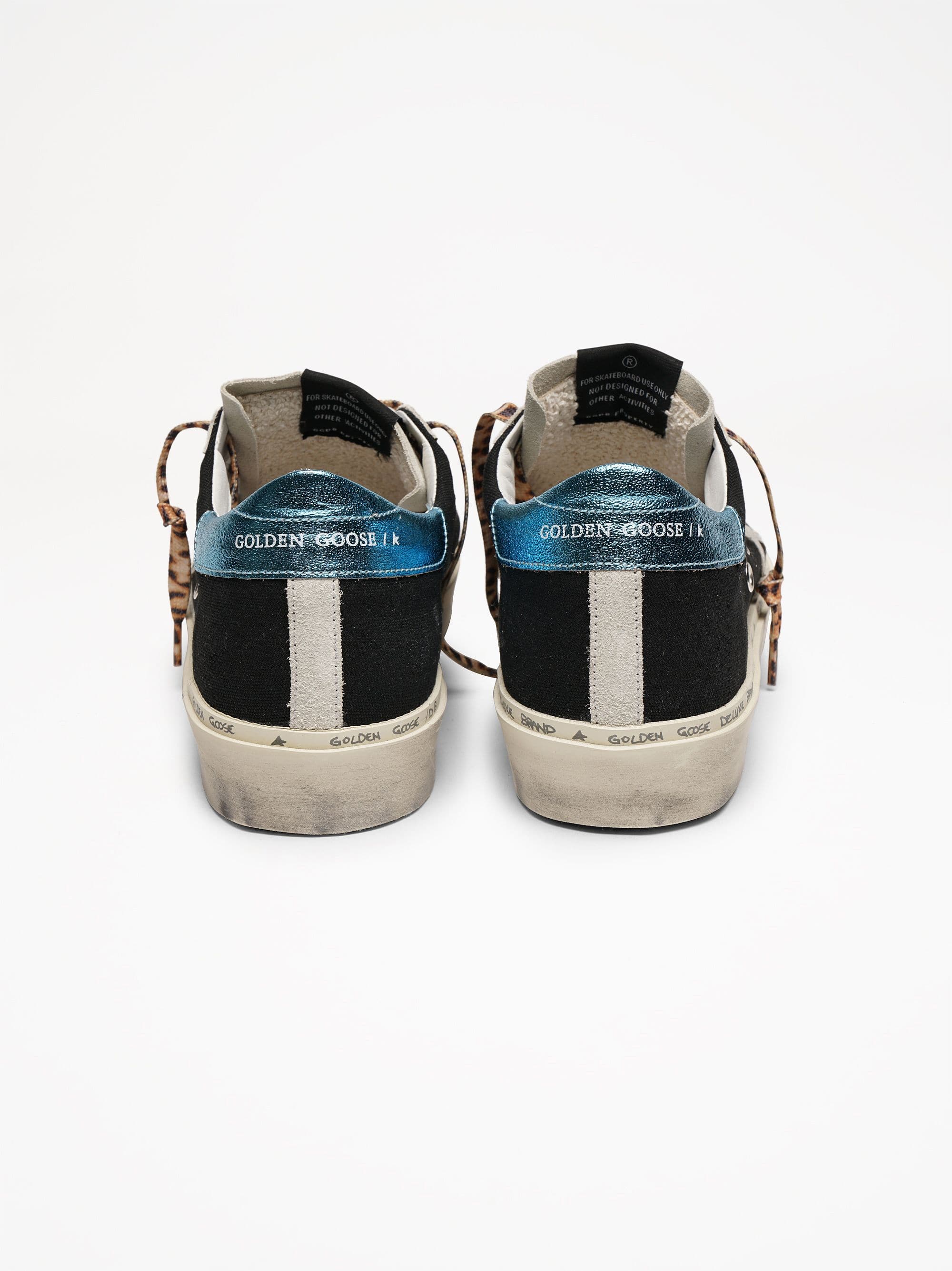 Women | Hi Star Sneakers Black Suede with Silver Leather Star & Metallic Blue Leather Heel Tab - Image 3