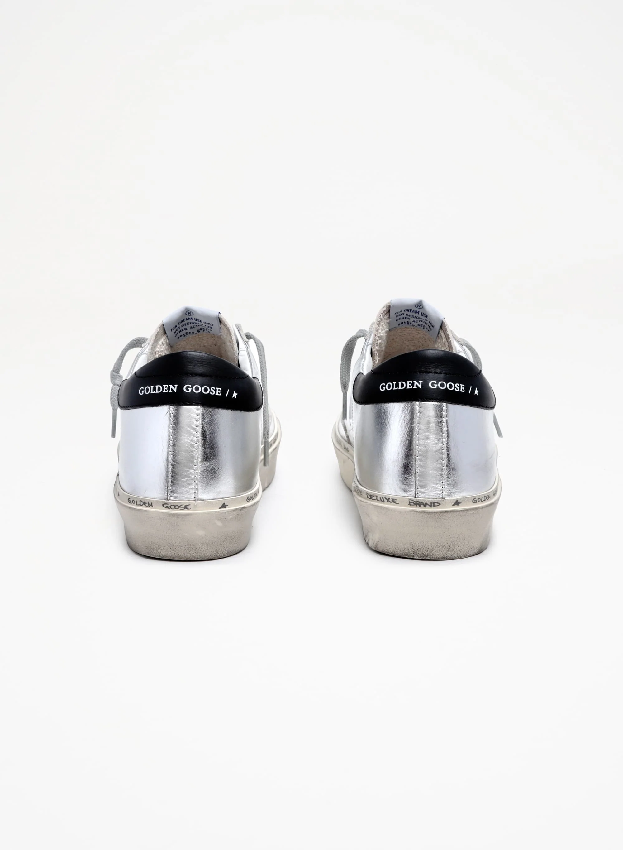 Women | Hi Star Sneakers Silver Laminated Leather with Red Glitter Star & Black Heel Tab | Silver x Salmon Pink x Black - Image 6