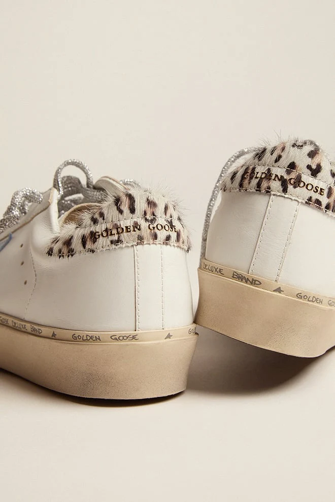 Women | Hi Star Sneakers White Leather with Light Blue Star & Leopard Pony Skin Heel Tab | White x Powder Blue x White Black Crem Leo - Image 2