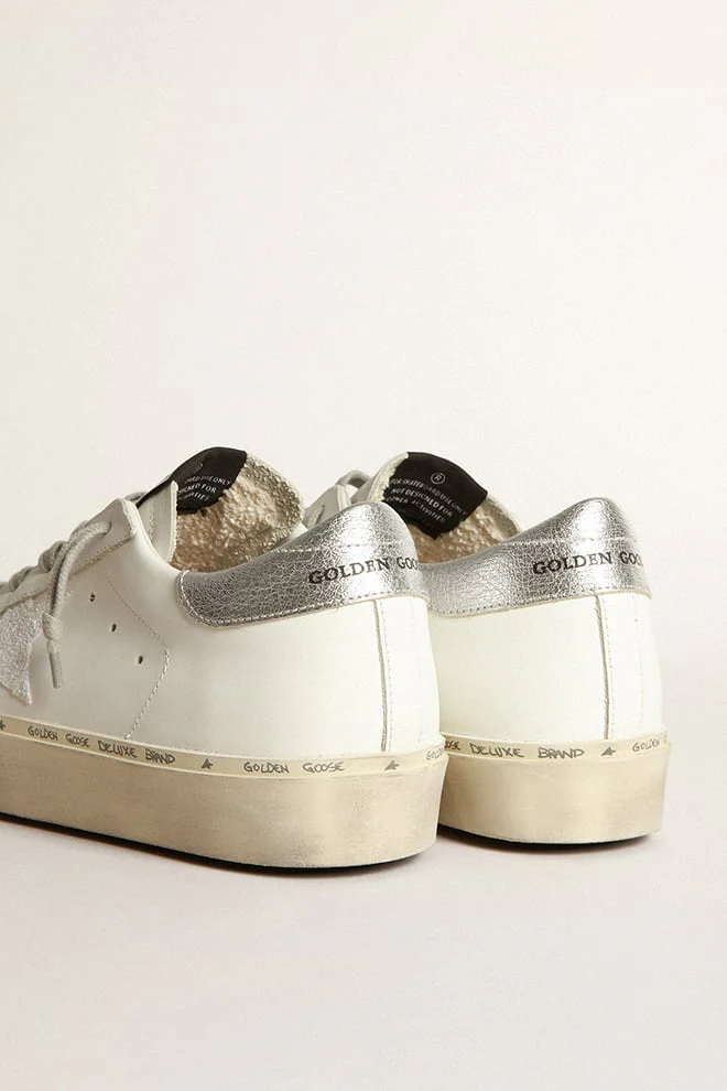 Women | Hi Star Sneakers with Iridescent Star & Silver Heel Tab | White x Silver - Image 5