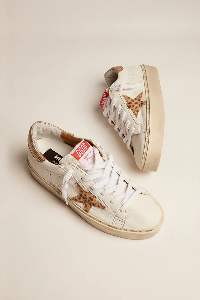 Women | Hi-Star White Leather with Cream Light Brown Giraffe Star | White x Cream Light Brown Giraffe x Sand - Image 3