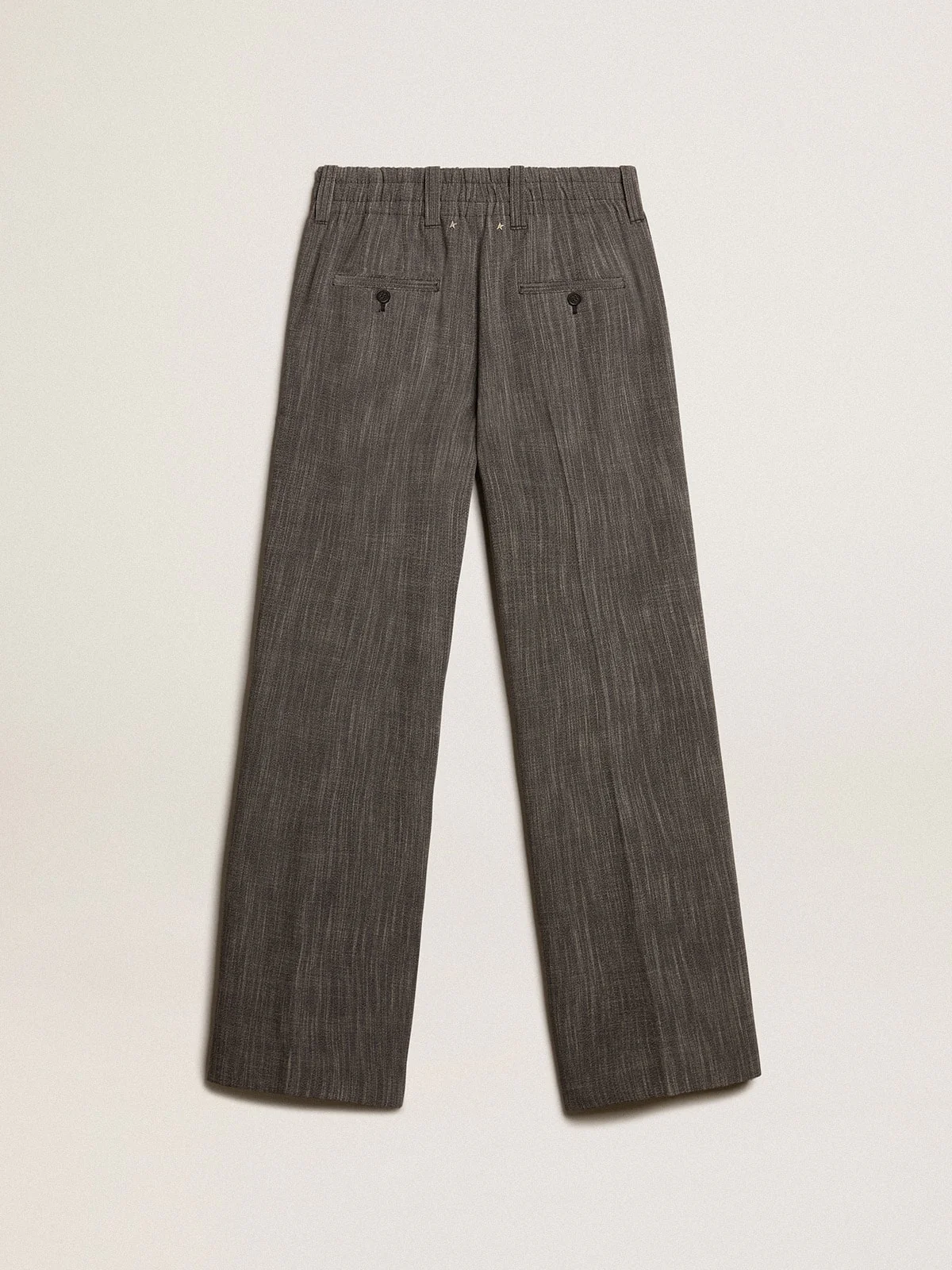 Women | High-Waisted Pants Gray Melange Wool Blend | Grey x White