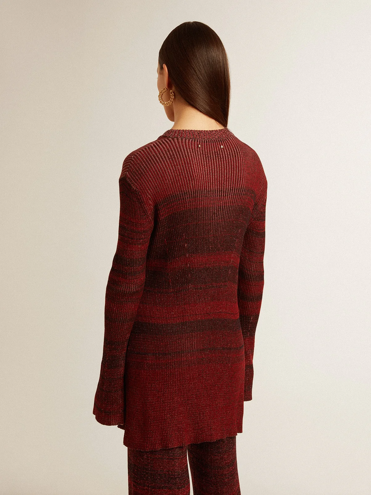 Women | Irregular-Striped Cotton Dress | Catawba Grape - Image 4