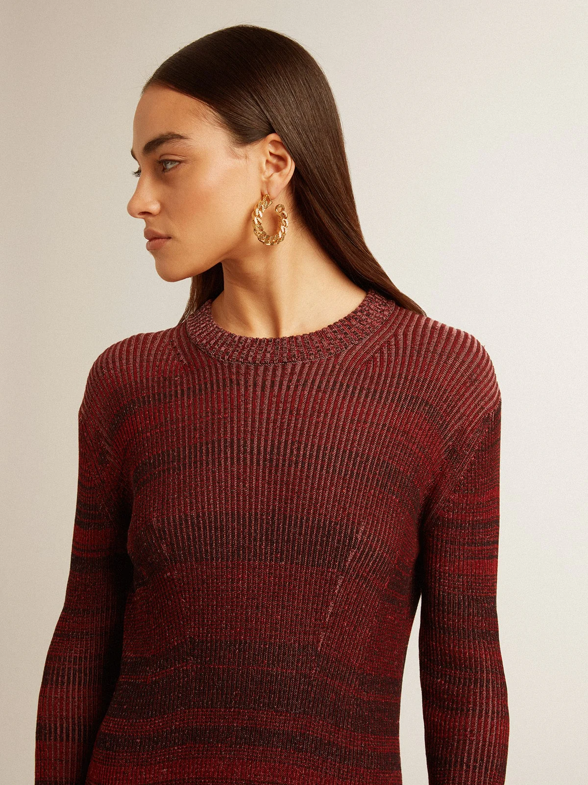 Women | Irregular-Striped Cotton Dress | Catawba Grape - Image 6